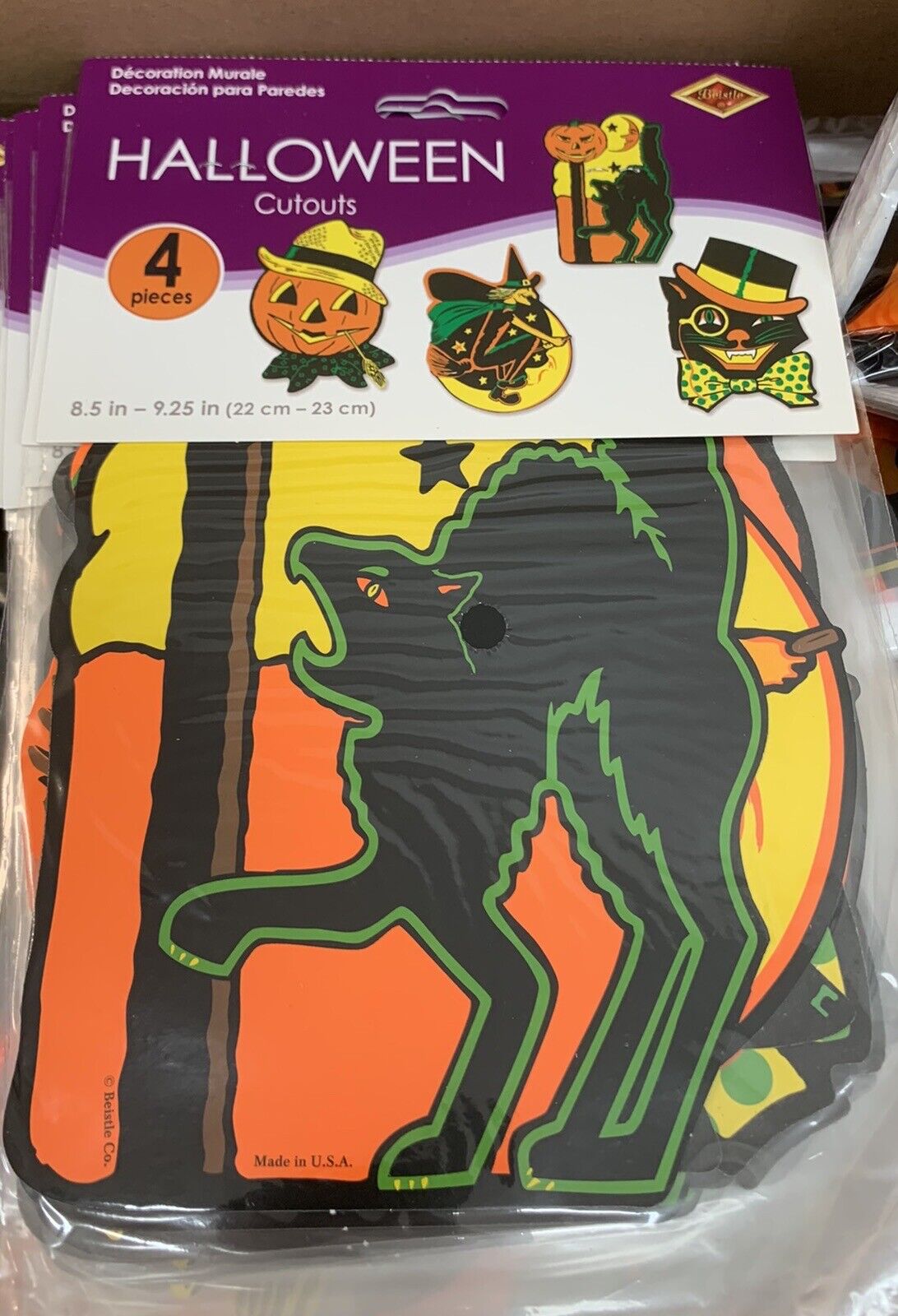 8 Vintage RETRO Styled BEISTLE Repro HALLOWEEN DECORATIONS Die-cut Cutouts