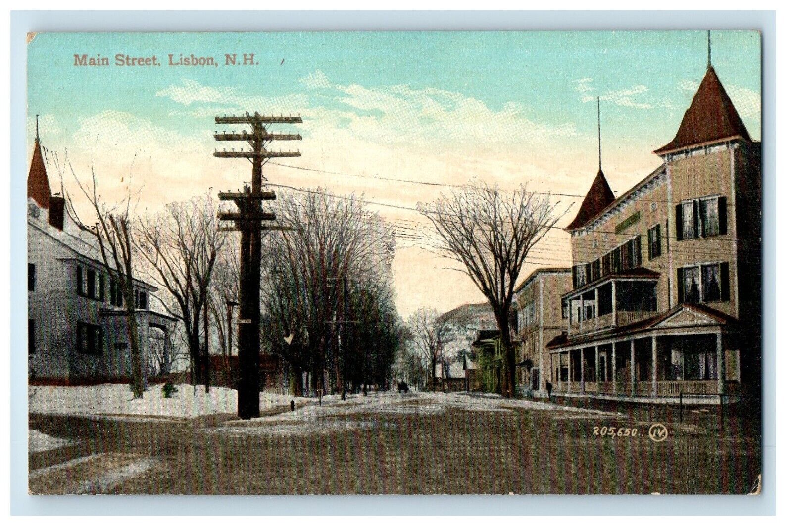 c1910's View Of Main Street Buildings Lisbon New Hampshire NH Antique Postcard