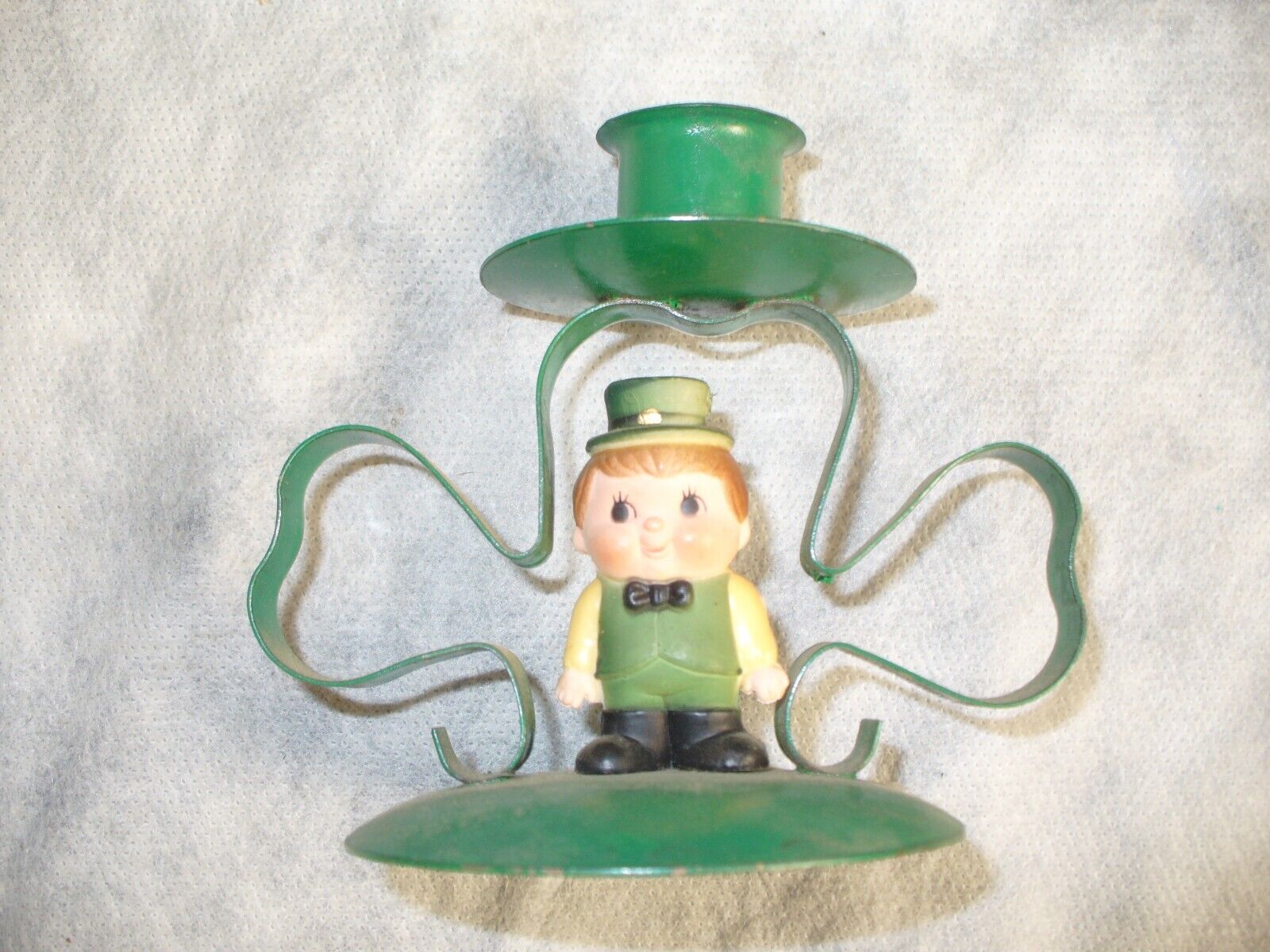 Irish Lad Green Clover Shaped Cute Candle Holder