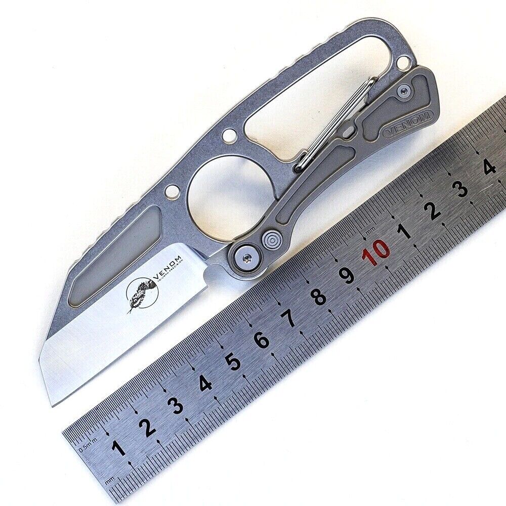 Mini Sheepsfoot Fixed Blade Hunting Knife Tactical Survival S35VN Steel Titanium