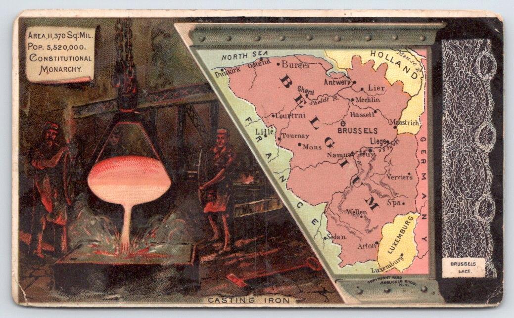 1890\'s BELGIUM #60 CASTING IRON ARBUCKLES TRADE CARD MAPS OF WORLD COUNTRIES