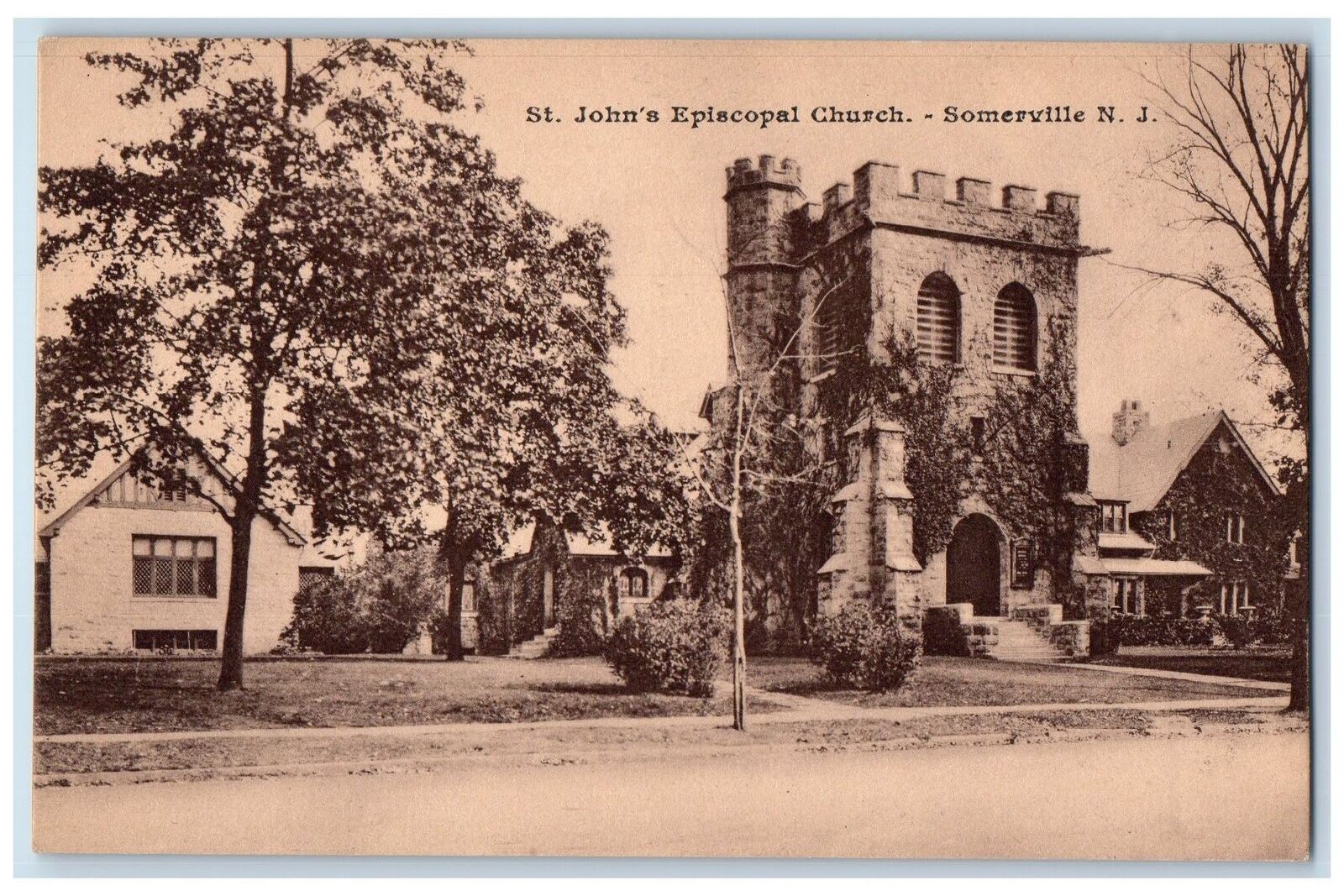 c1940s St. John's Episcopal Church Exterior Somerville New Jersey NJ Postcard