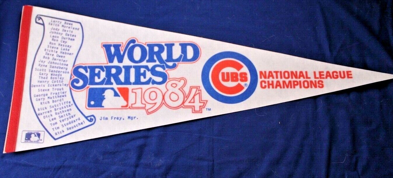 CHICAGO CUBS World Series 1984 vintage large souvenier pennant N L Champions