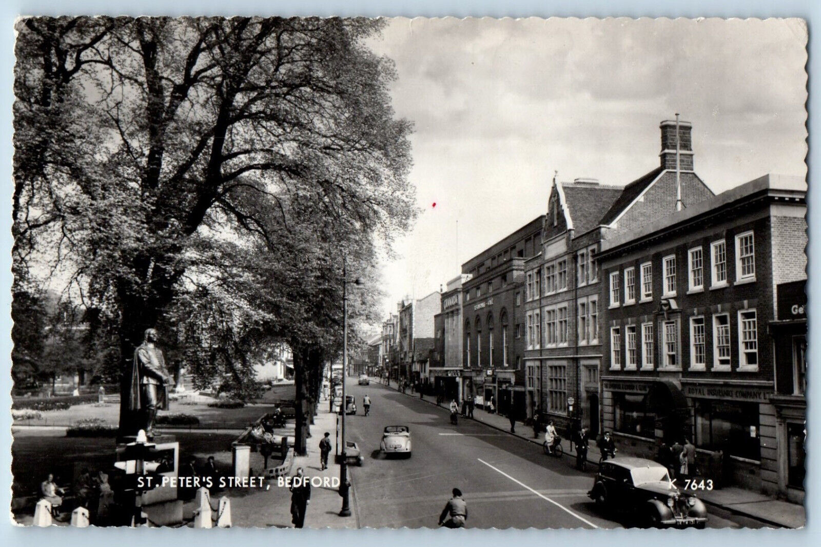 Bedford Bedfordshire England Postcard St. Peter\'s Street c1940\'s RPPC Photo