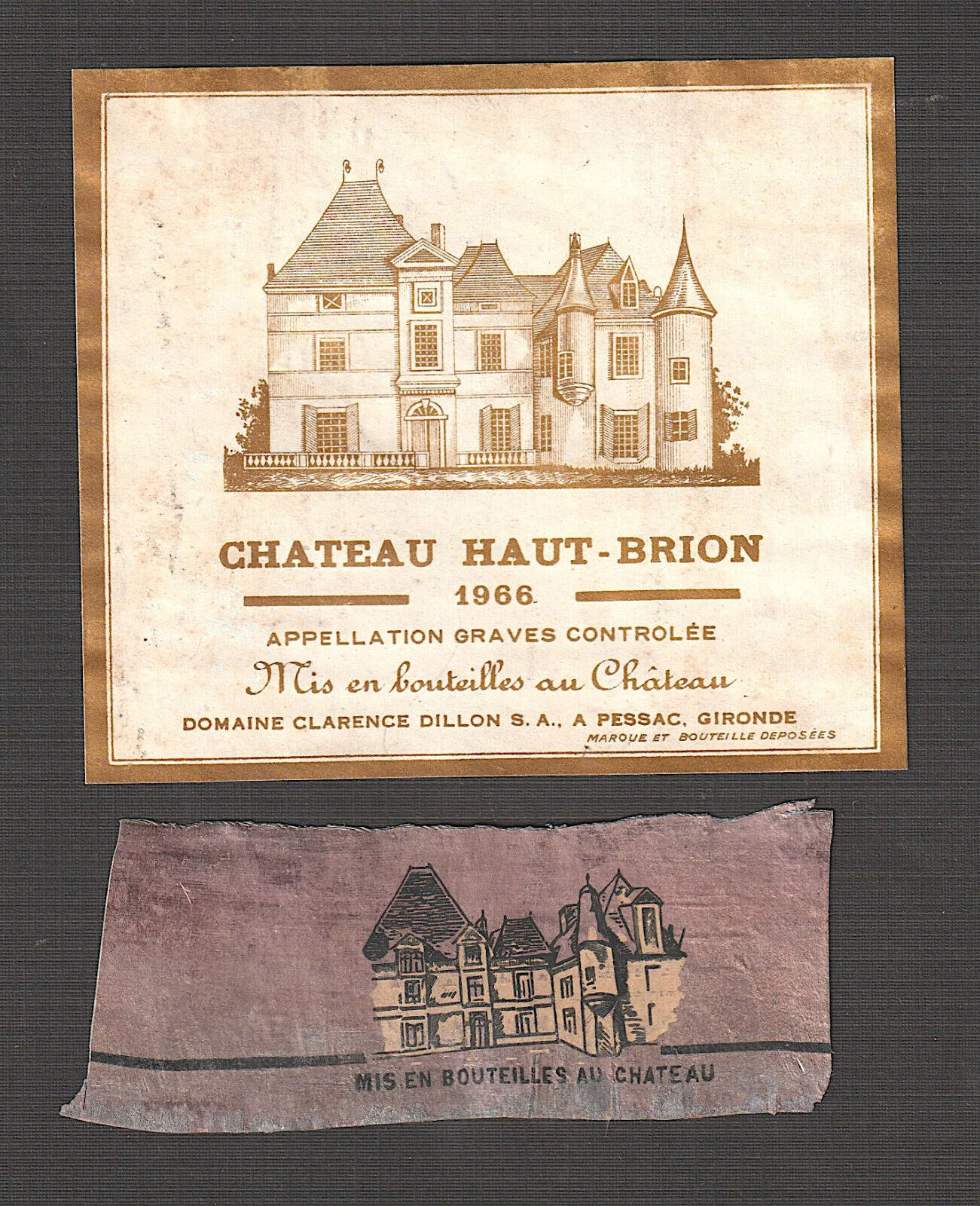 Wine Label 1966 Chateau Haut Brion Premier Grand Cru Classe Graves Neck Capsule 