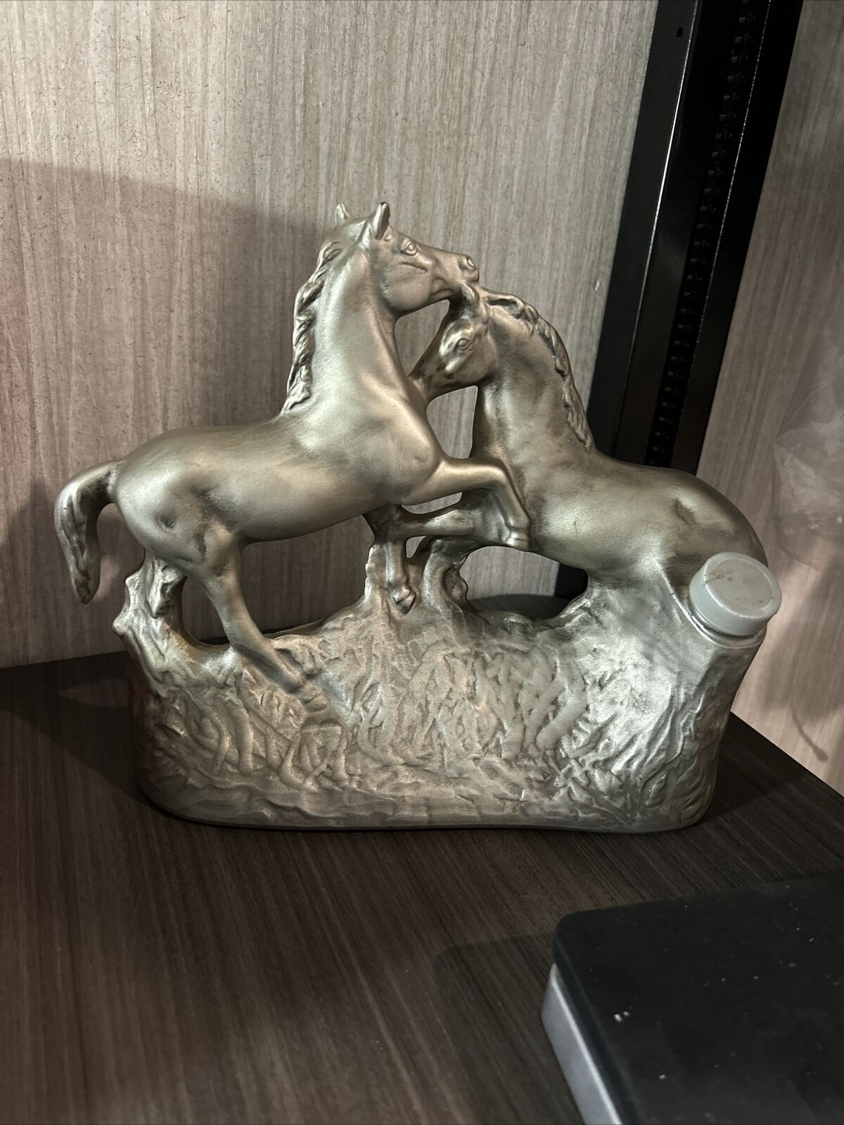 Vintage 1987 JIM BEAM Silver Horses Mustang Rock Advertising Decanter Bottle