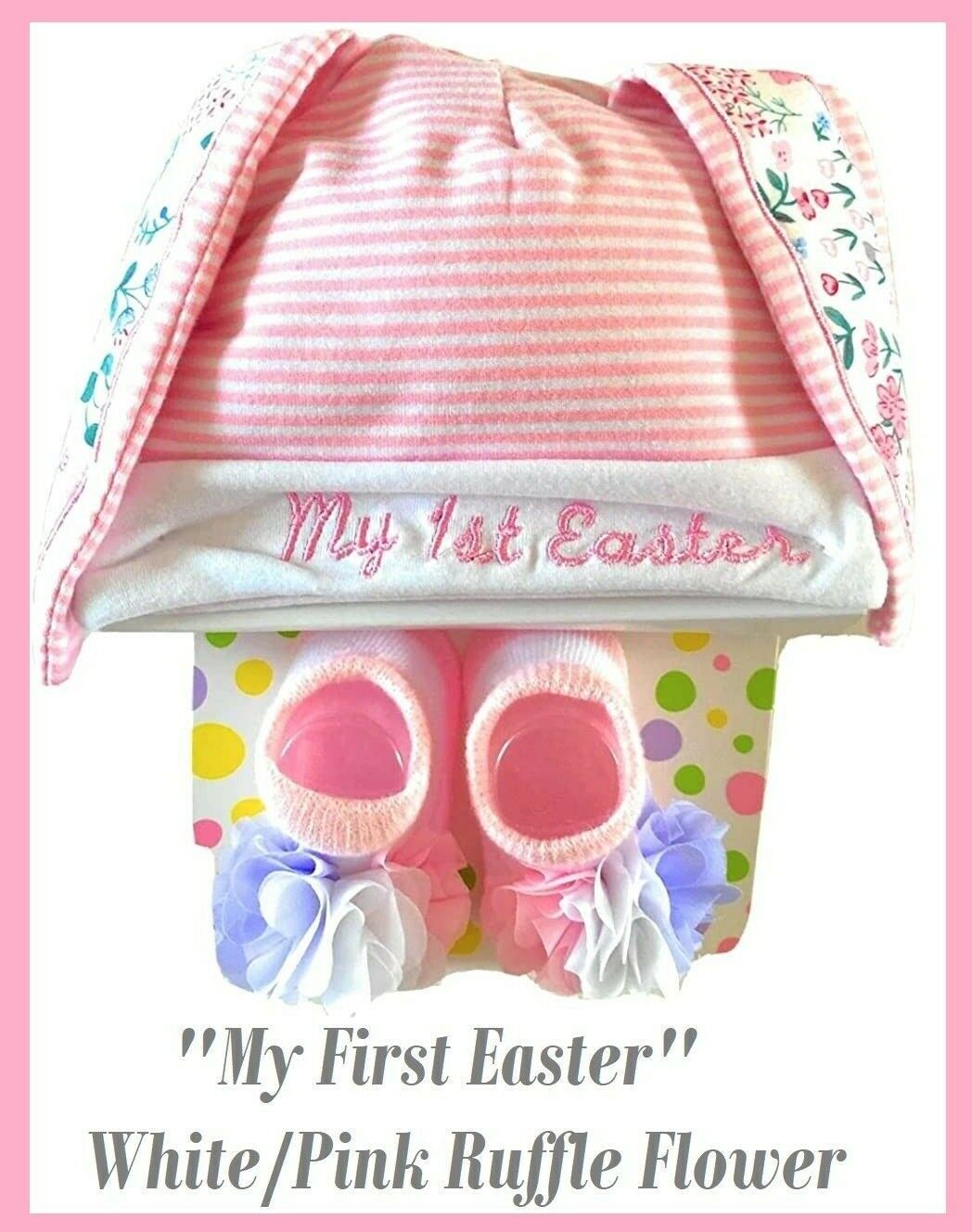 Baby first Easter Hat & Booties Socks Set 0-12mts \