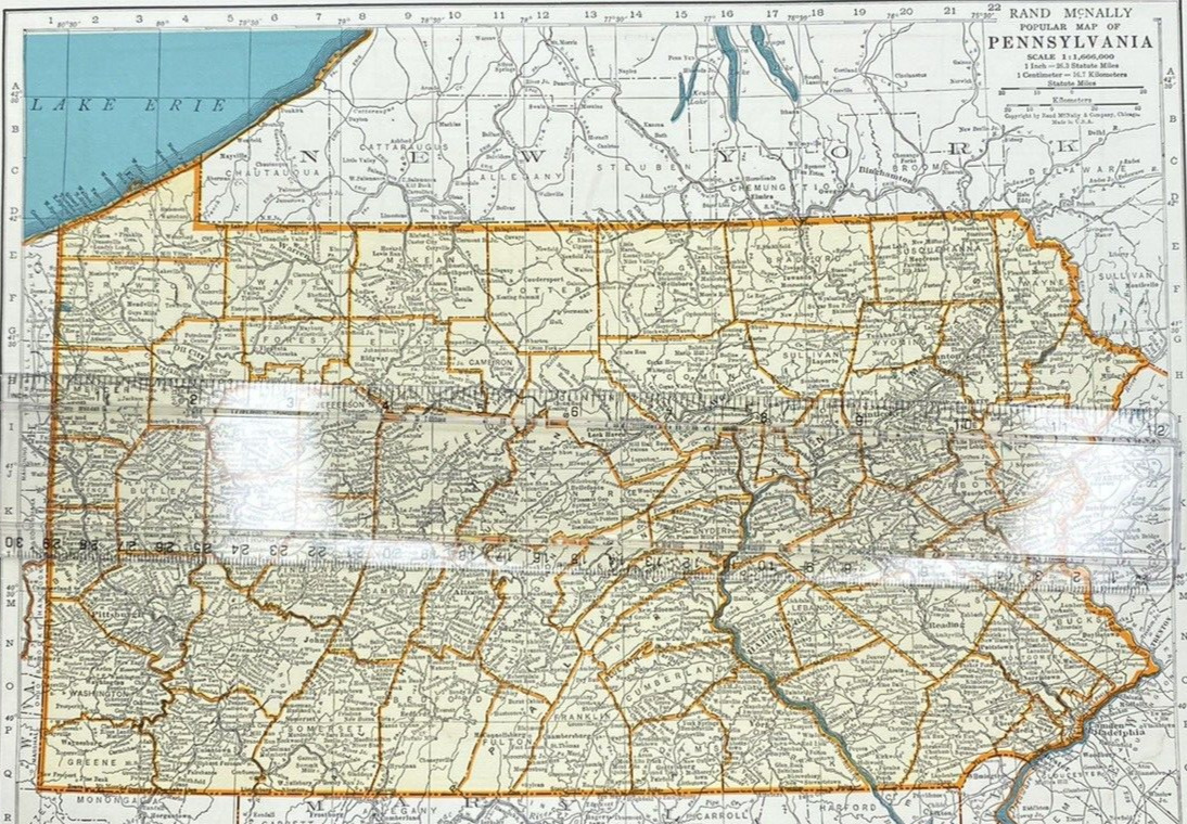 1940\'s Pennsylvania atlas Map Vintage