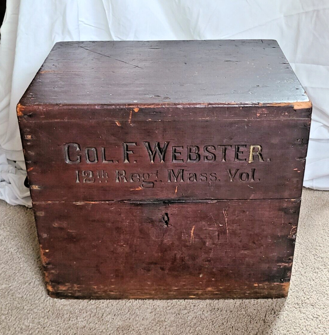 Civil War Col Fletcher Webster Liquor Cabinet w 1800's bottles 12th reg Mass vol