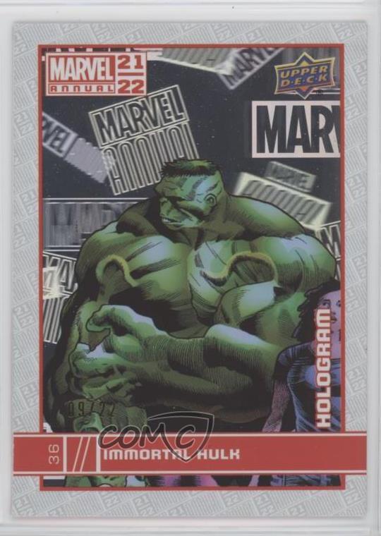 2021-22 Upper Deck Marvel Annual Hologram 9/22 Immortal Hulk #36 07r2