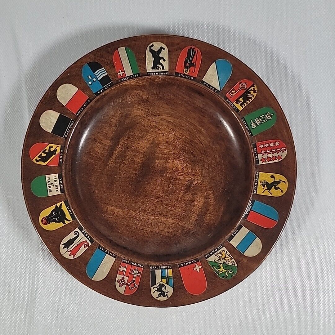 Vintage German Souvenir Wood Plate ~ German Town Crests 7\