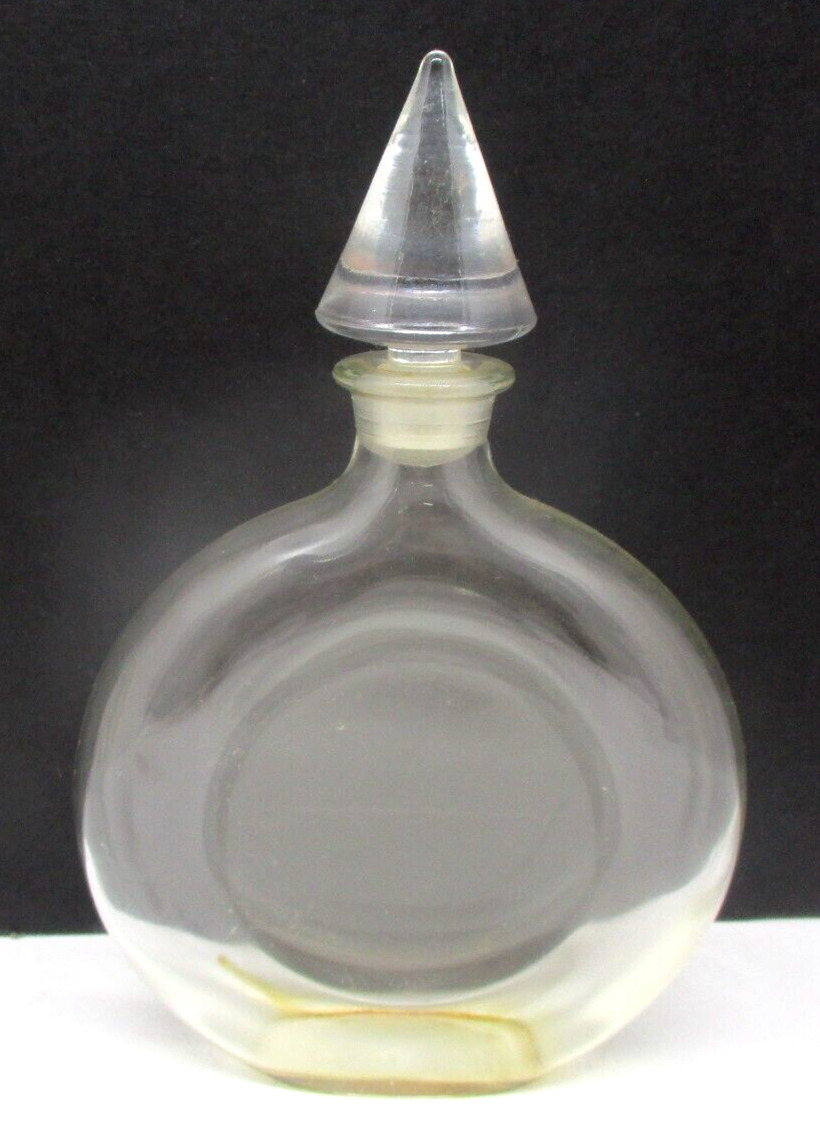 Vintage Round Guerlain Brand Glass Perfume Bottle With Stopper Made In France