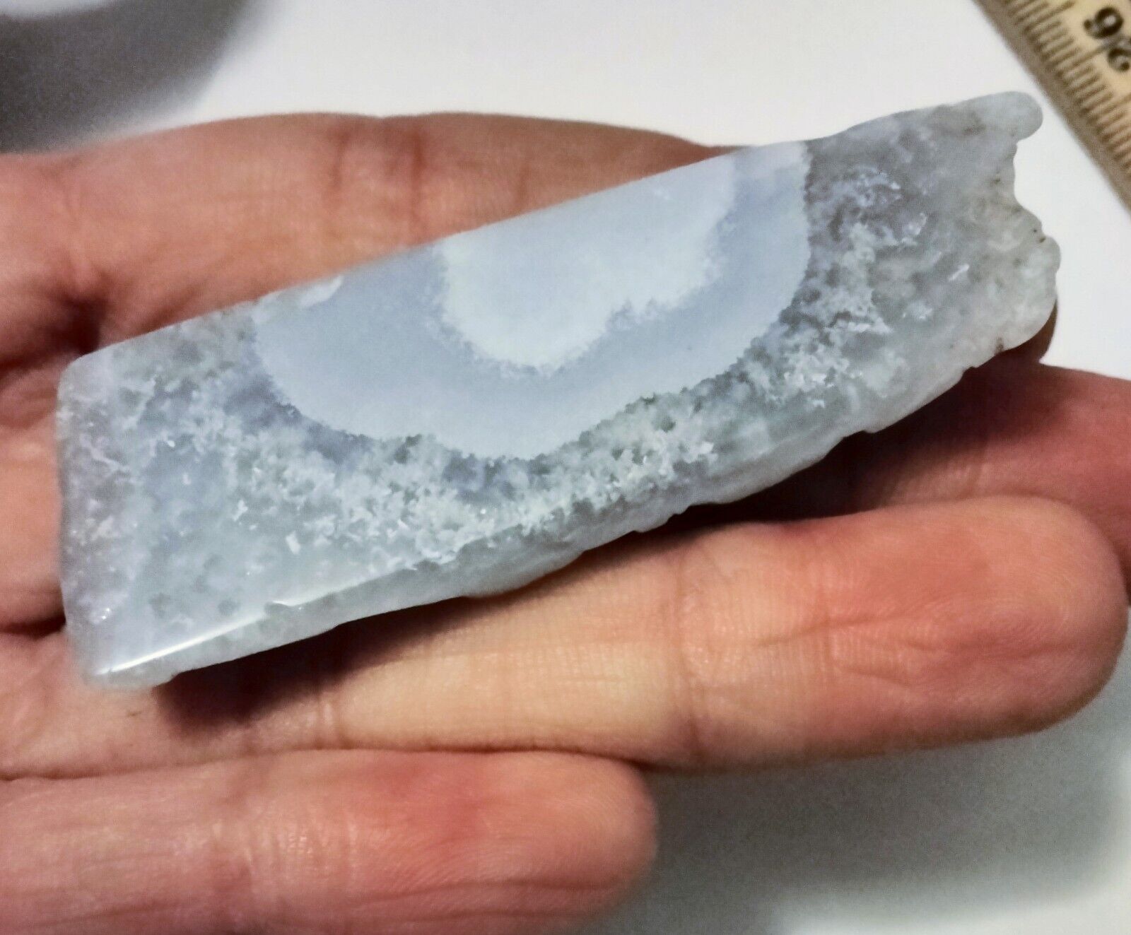 16.7g Natural Polished Blue Lace Agate Freeform Crystal Mineral Specimen, 1 pc.