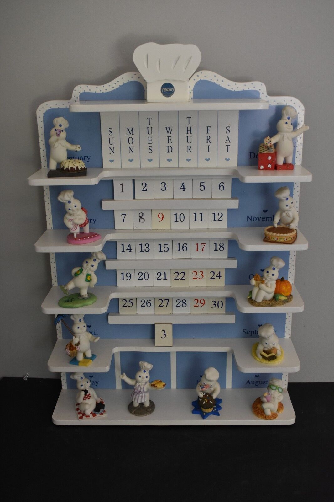 VTG 1997 Pillsbury Doughboy Danbury Mint Calendar With Figures & Tiles *READ*