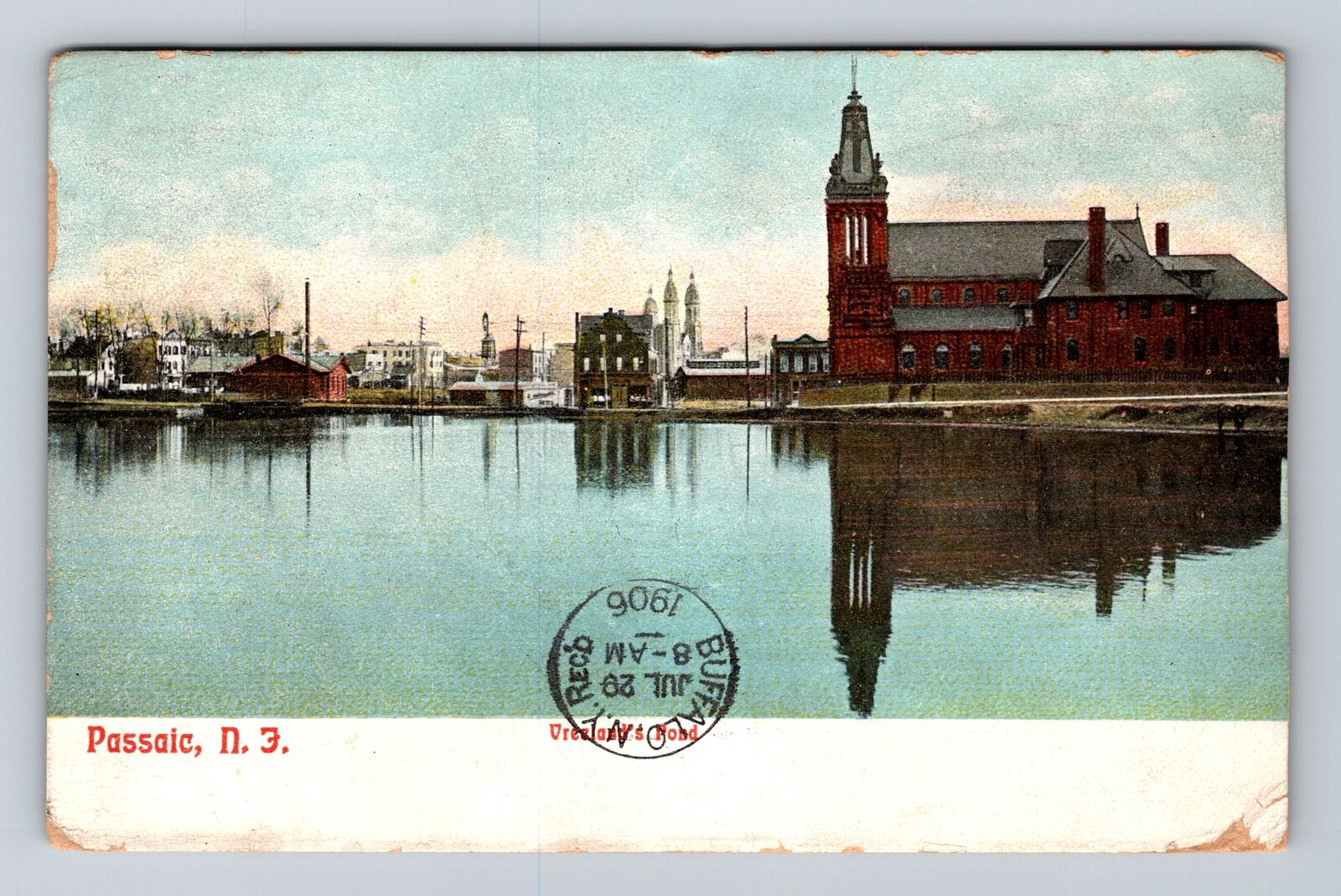Passaic NJ-New Jersey, Vreeland's Pond Scenic View, Vintage c1906 Postcard