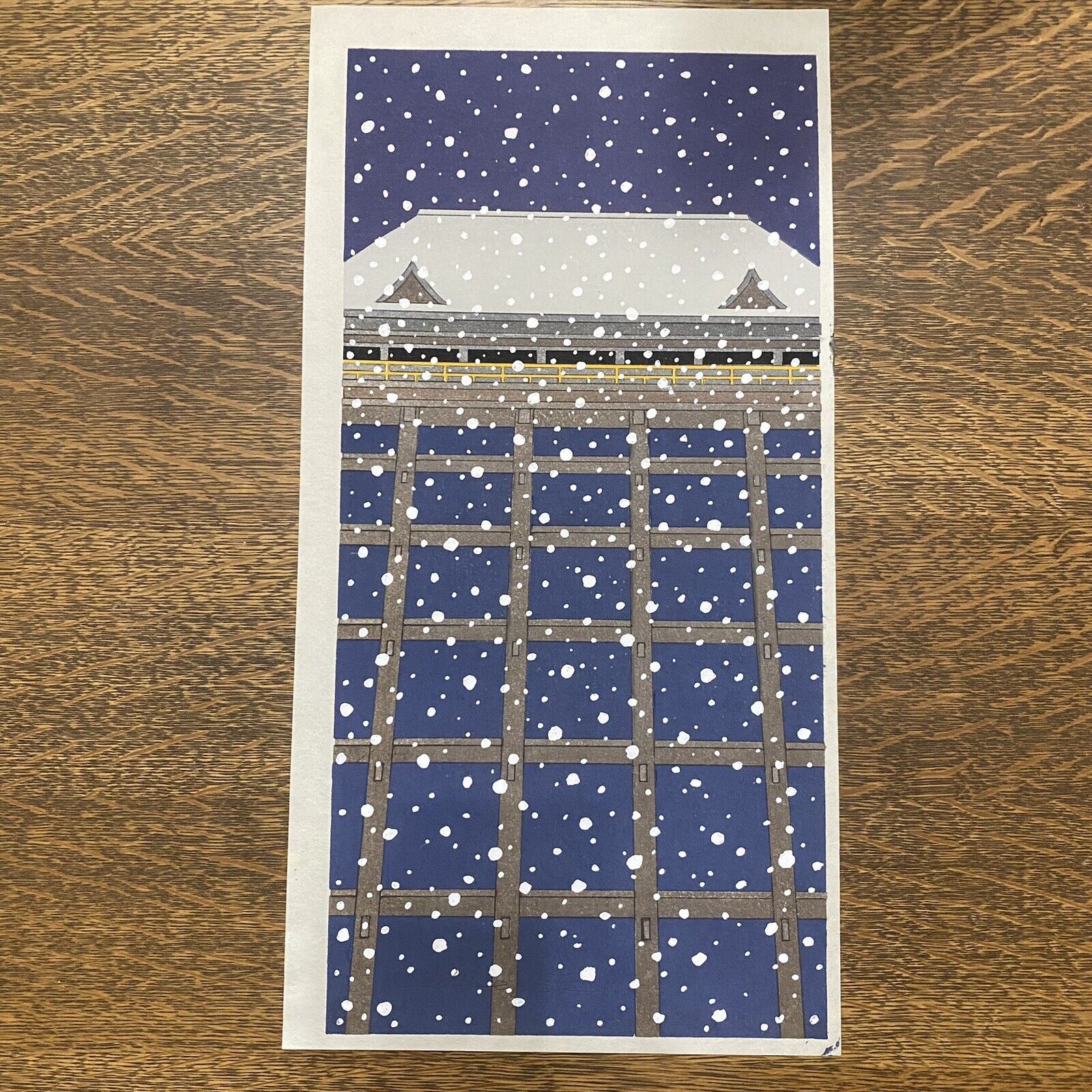 Kato Teruhide Signed Japanese Woodblock Print Kiyomizu Temple in Snow