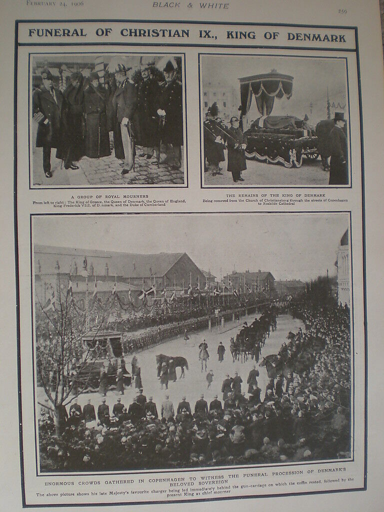 Printed photos Funeral King Christian IX of Copenhagen Denmark 1906