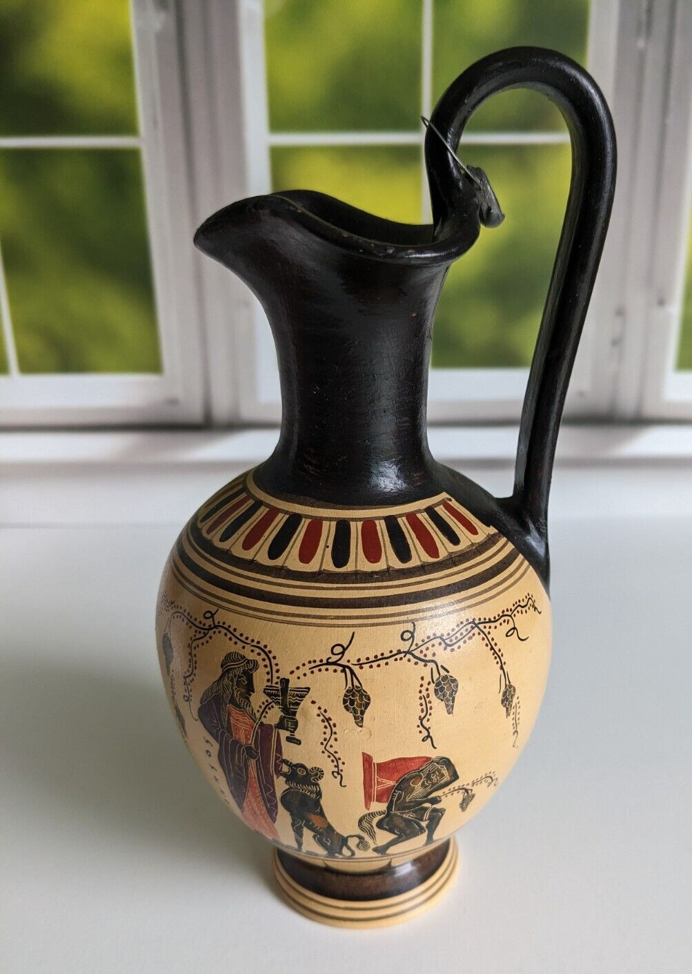 Vintage Greek Dionysus Greek Pottery. Hand Made Vase 7.5 In