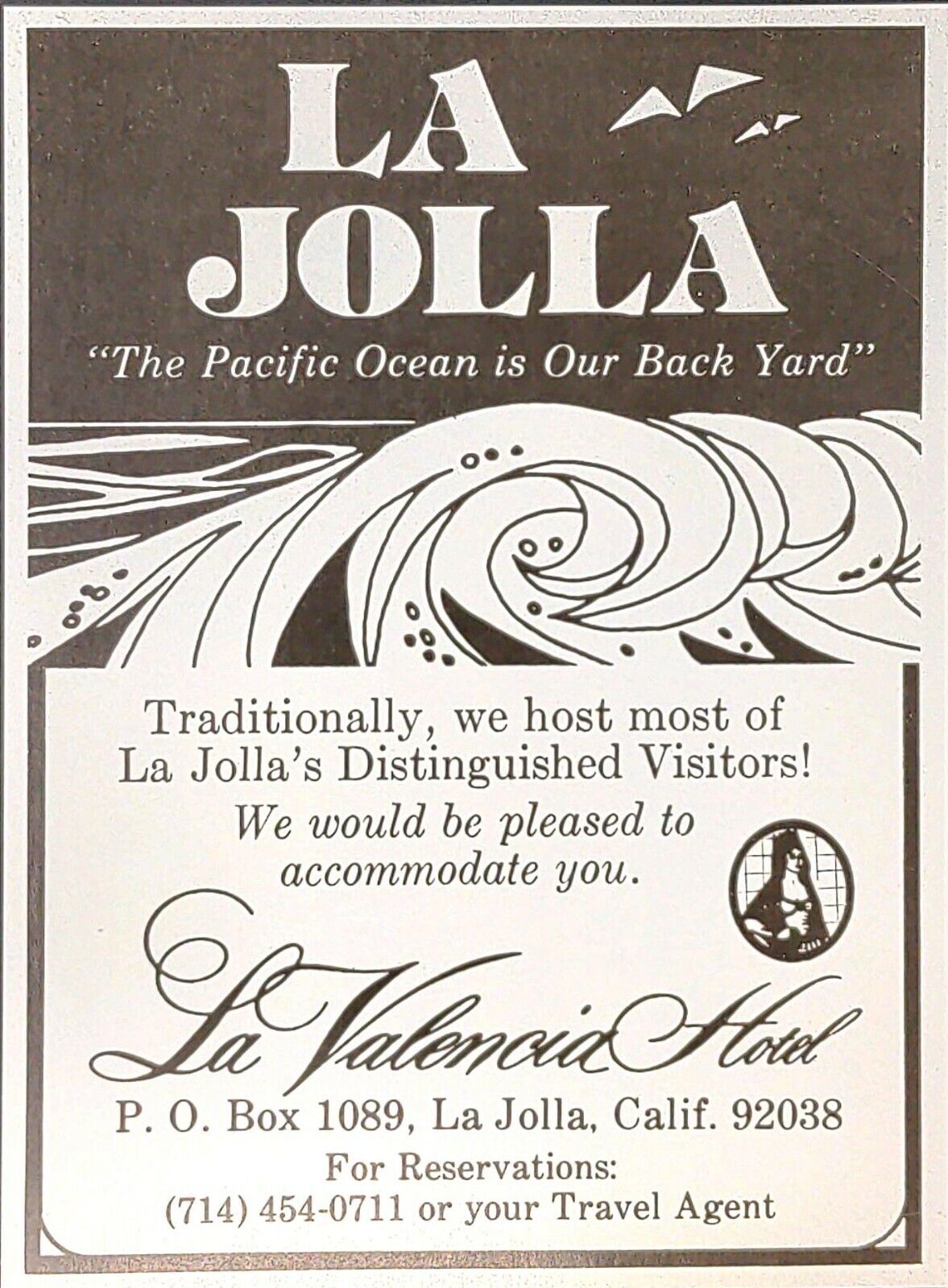 1980 La Valencia Hotel La Jolla California Pacific Ocean  Vintage Print Ad
