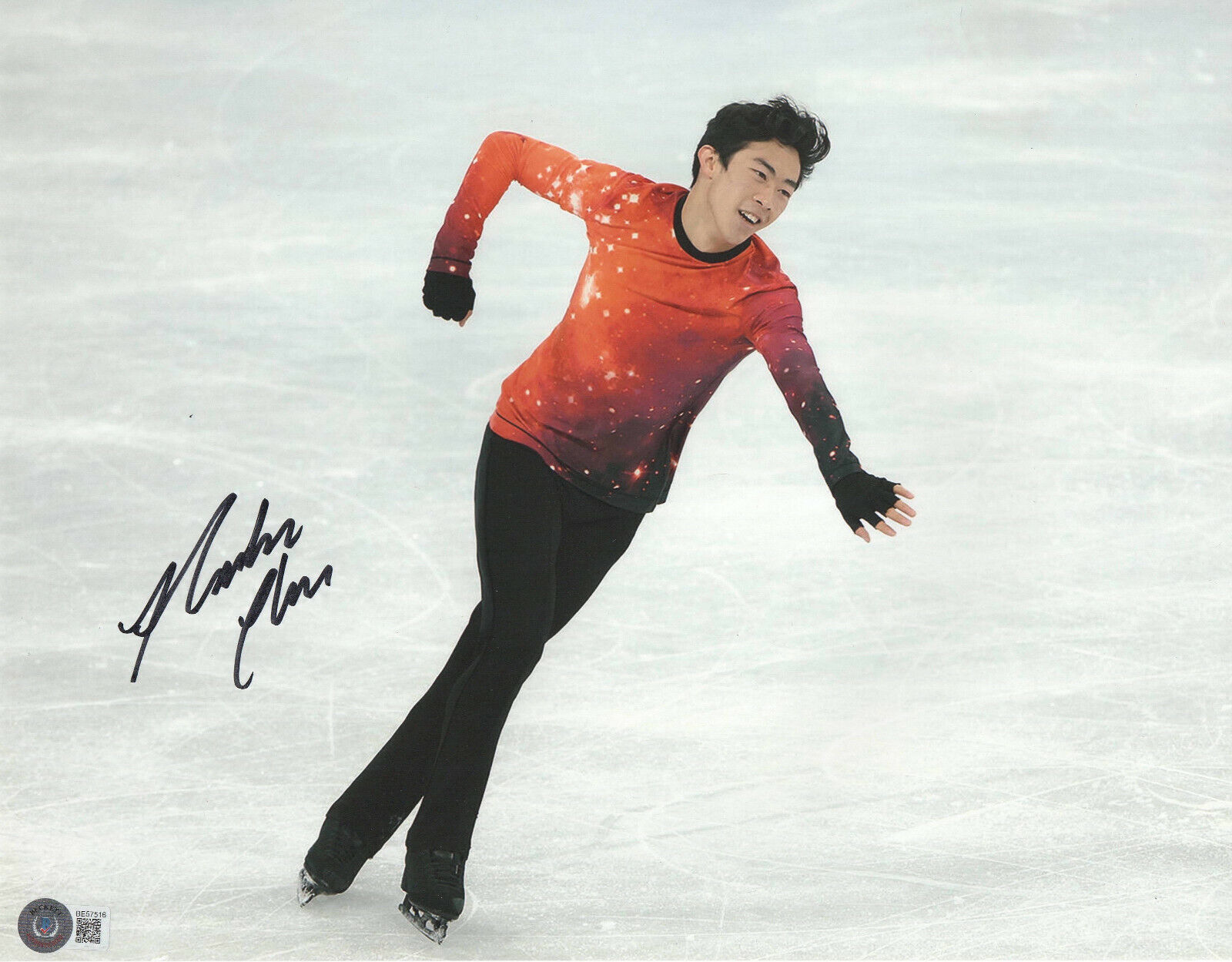 USA OLYMPIC FIGURE SKATER NATHAN CHEN SIGNED AUTOGRAPH 11x14 PHOTO BAS BECKETT 