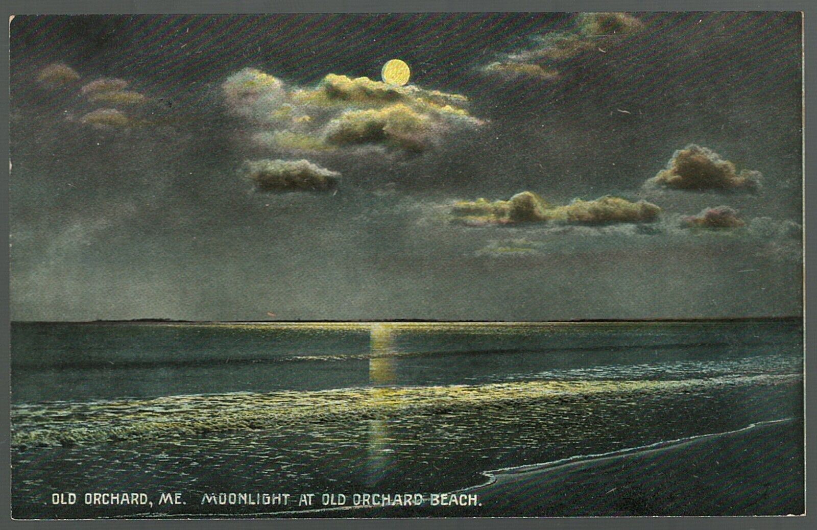 Postcard Moonlit Sea Old Orchard Beach Old Orchard York County Maine 1908