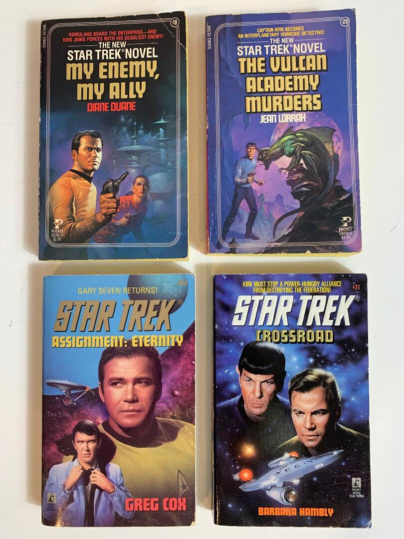 Lot of 4 Vintage Star Trek Novels: My Enemy, My Ally; Crossroad; Vulcan Academy