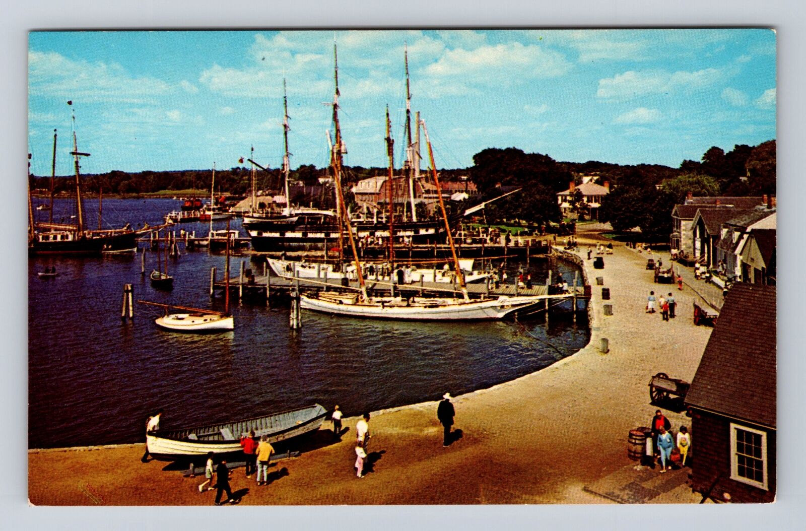 Mystic CT-Connecticut, Mystic Seaport, Maritime Museum, Vintage Postcard
