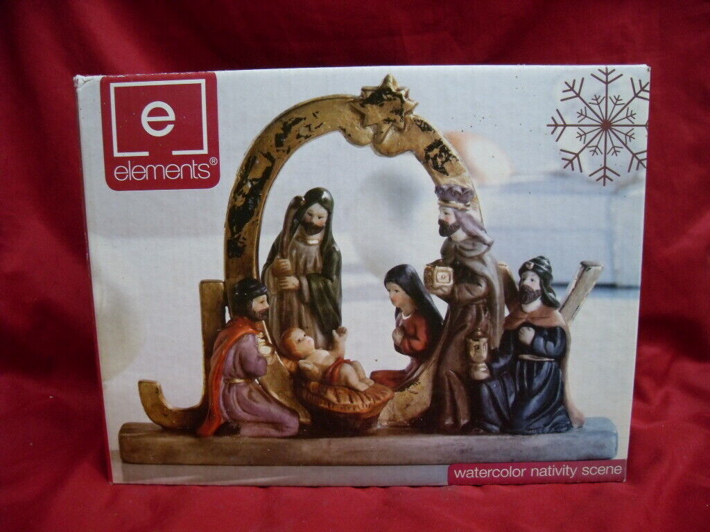 Beautiful 2009 Elements Watercolor Nativity Scene \