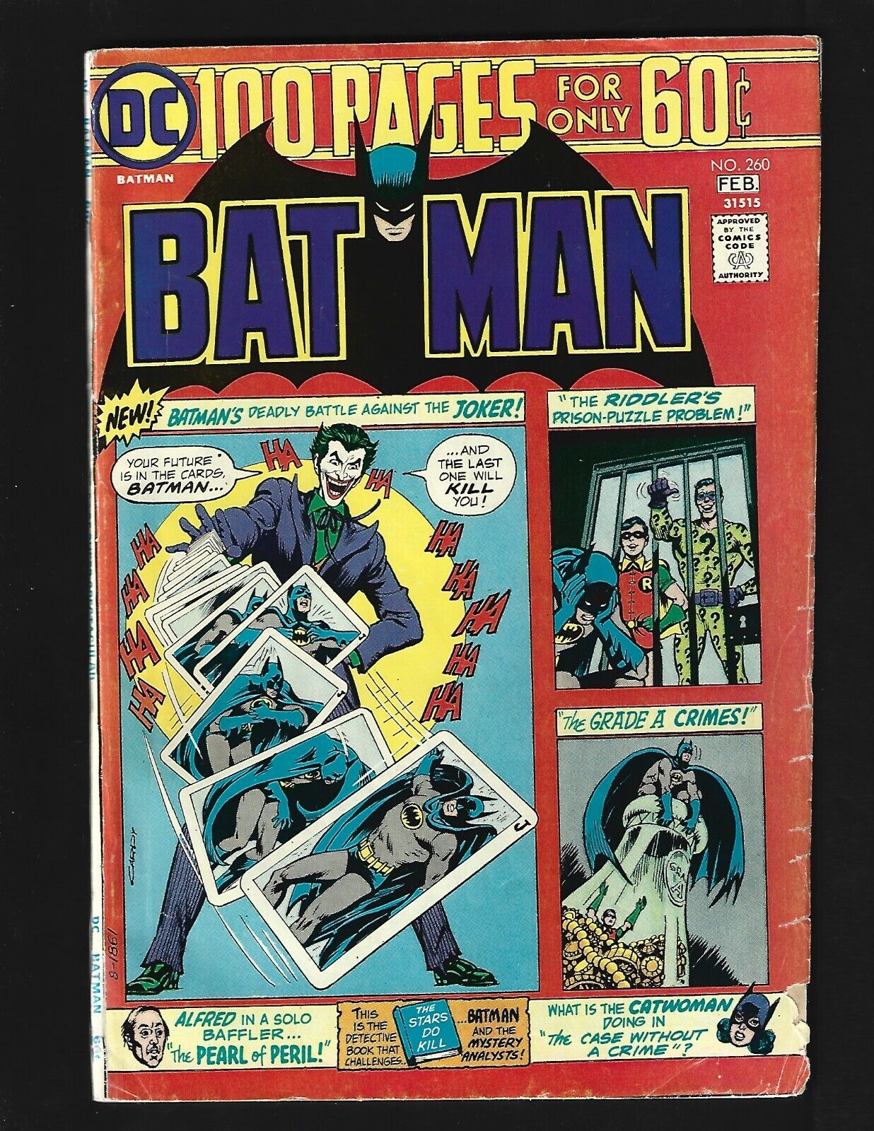 Batman #260 VG+ Giant 2nd Arkham Asylum Joker Two-Face Robin Riddler Catwoman