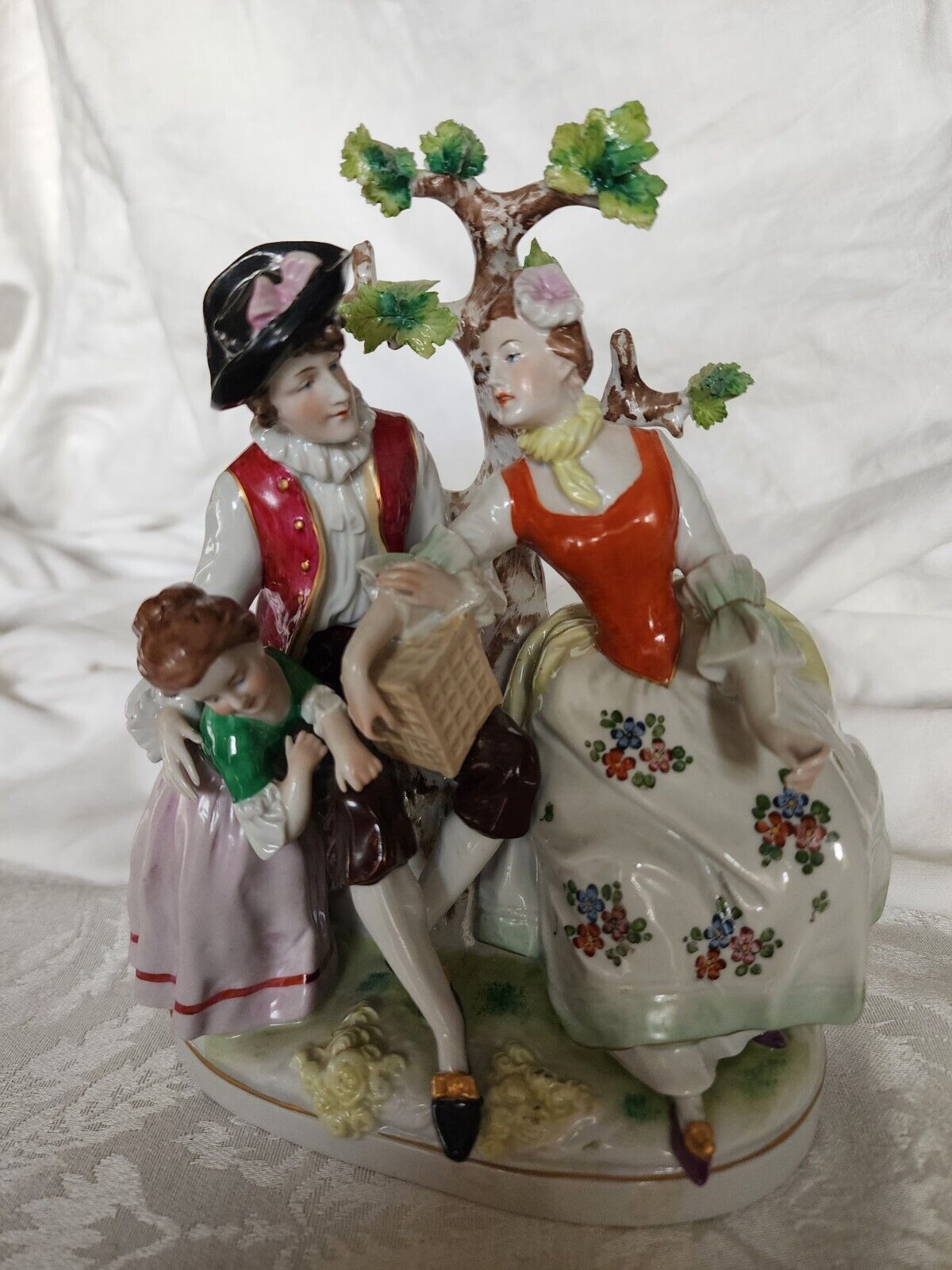 Vintage Signed Kister Scheibe-Alsbach Porcelain Figurine of Picnic OUTSTANDING