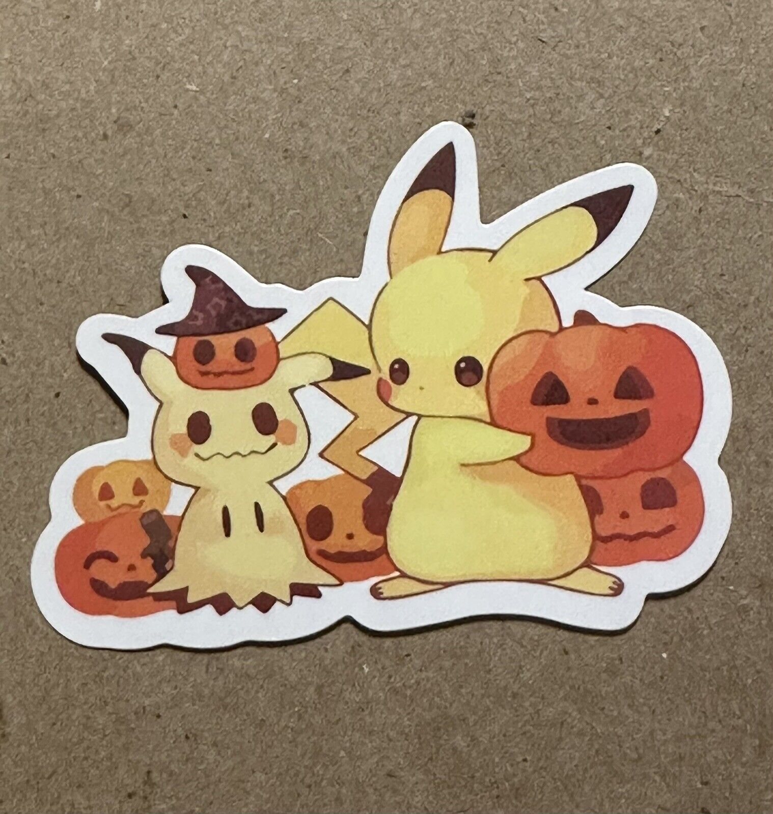 Pokemon Spooky Stickers-Pikachu and Mimikyu with Jack O Lanterns-Halloween