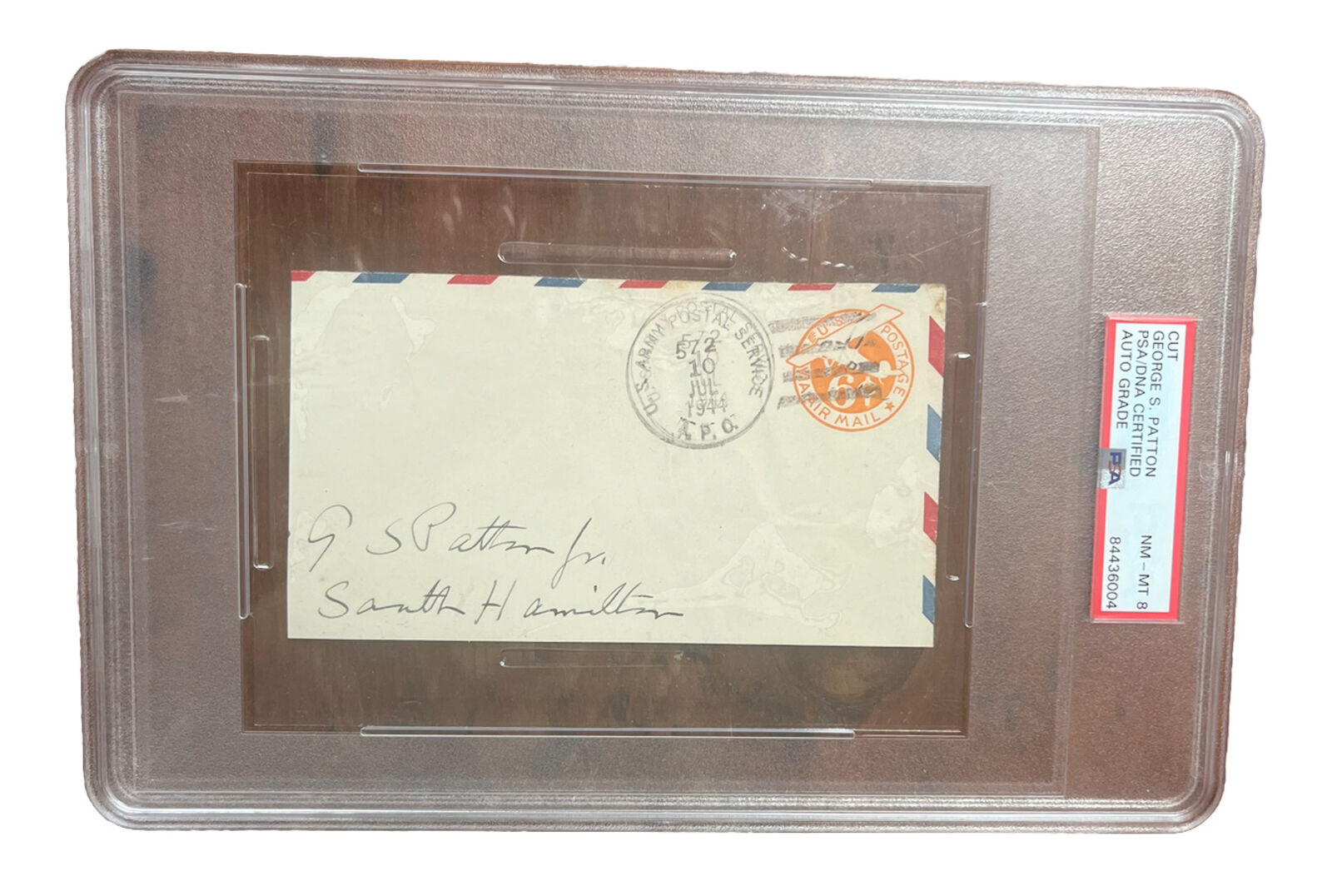 General George S. Patton Signed WWII Envelope NM 8 PSA Autograph 