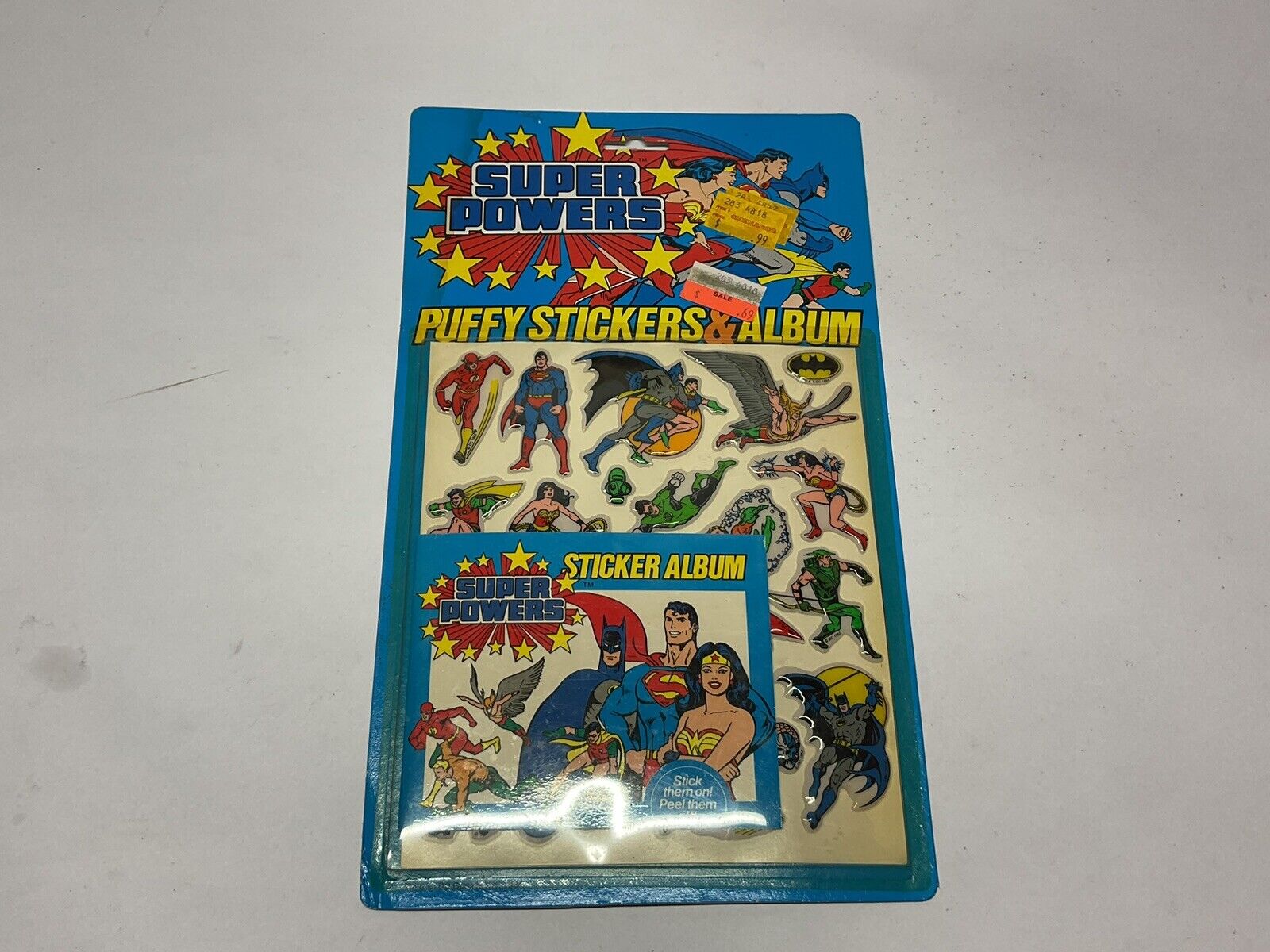 1984 DC Comics VINTAGE SUPER POWERS PUFFY STICKERS & ALBUM NEW Superman Wonder