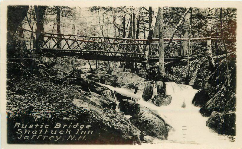 Jaffrey New Hampshire Rustic Bridge Shattuck Inn 1927 RPPC Photo Postcard 12015