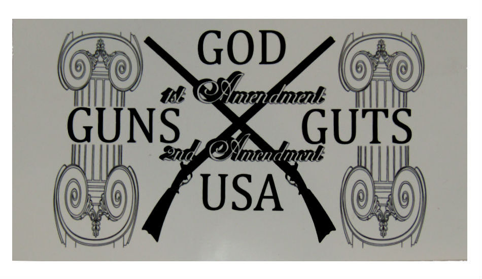 2nd Amendment God Guns Guts USA Rifles Decal Vinyl Bumper Sticker (3.75\