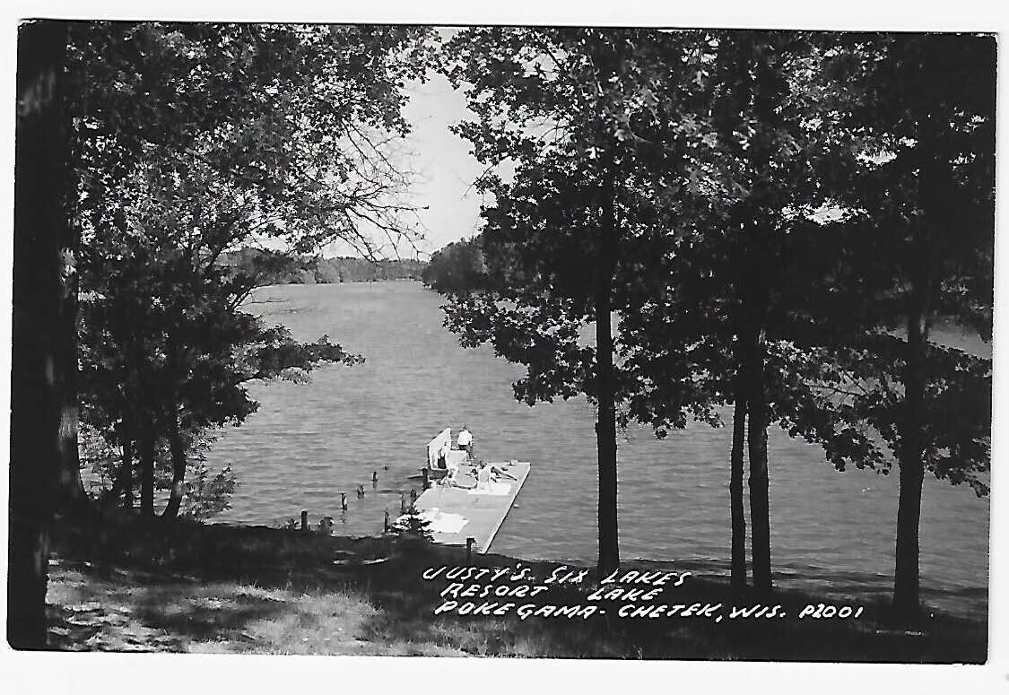 Postcard RPPC Justy Six Lakes Resort Pokegama Lake Chetek Wi