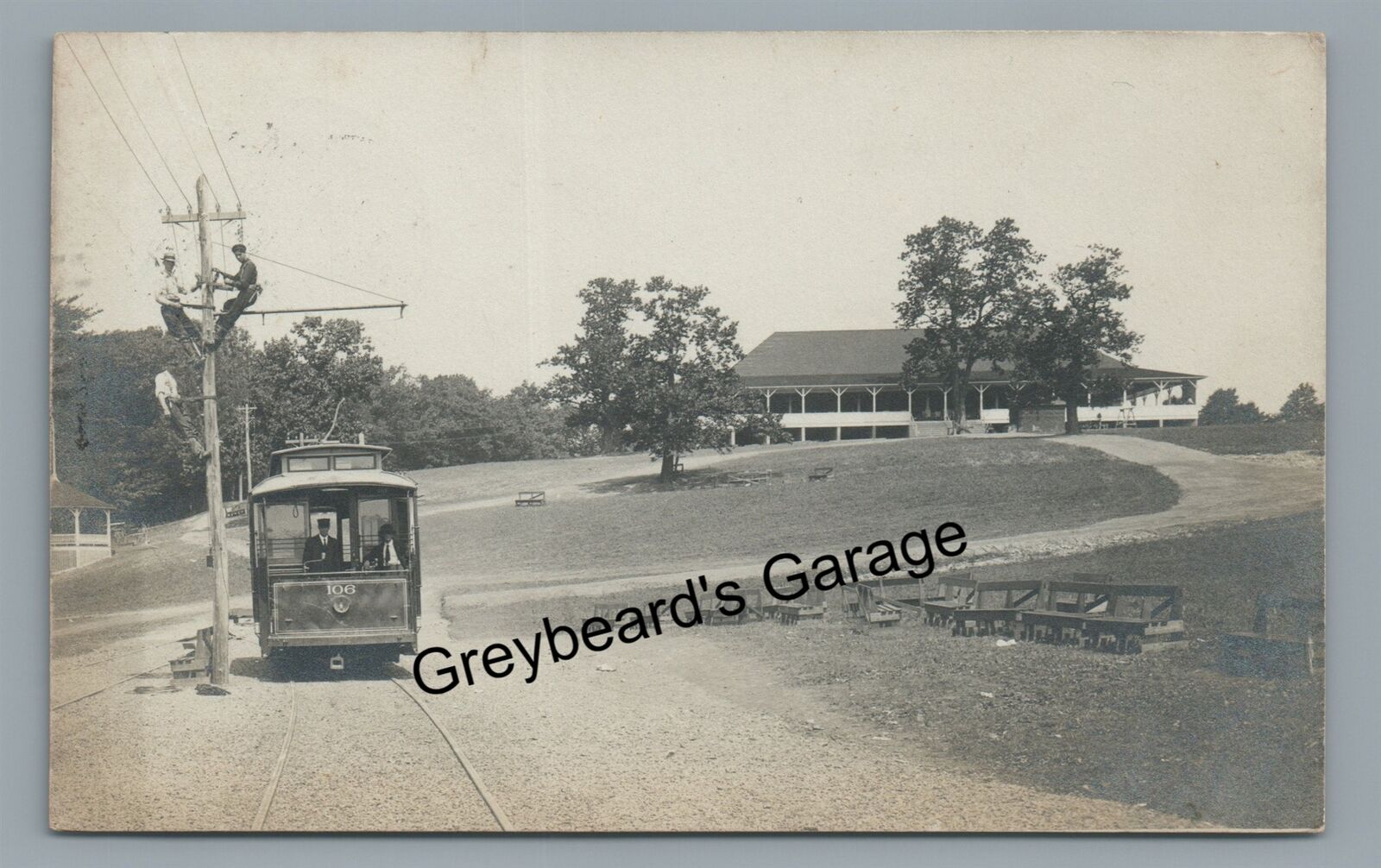 RPPC Trolley Rolling Green Park SELINSGROVE PA Real Photo Postcard