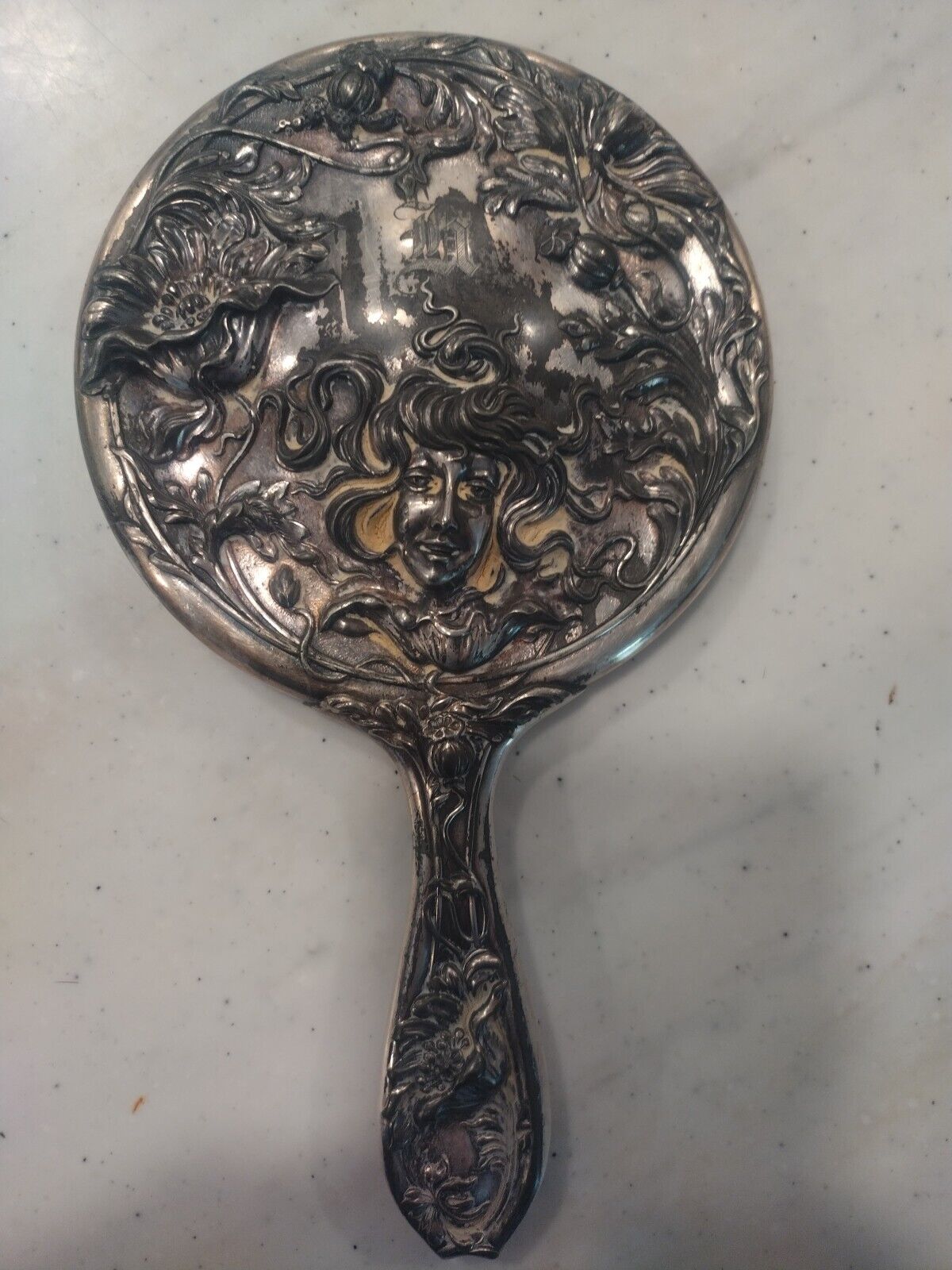 Antique Sterling Silver Hand Mirror ♡ Vintage Art Nouveau Vanity Accessories 