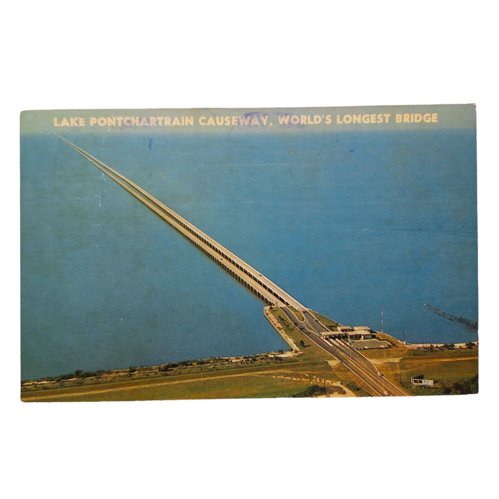 Postcard Lake Pontchartrain Causeway World\'s Longest Bridge New Orleans LA