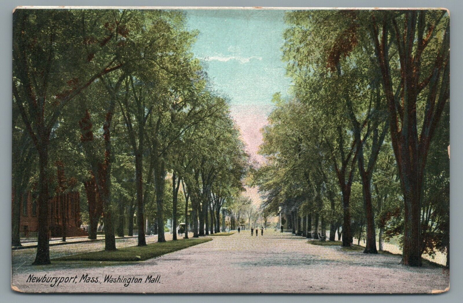 Newburyport Mass Washington Mall Divided Back Vintage Postcard