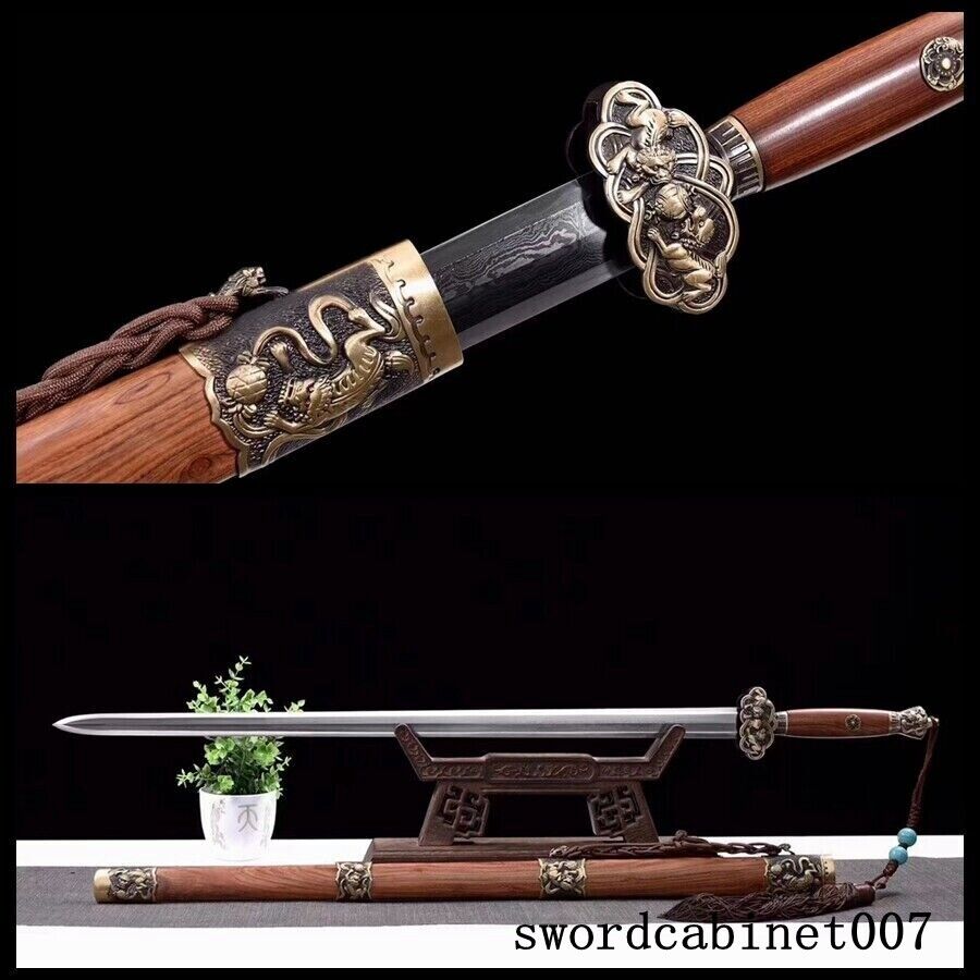 Fine Chinese Kung Fu Jian Sword Katana Strong Very Sharp Damascus Steel Blade