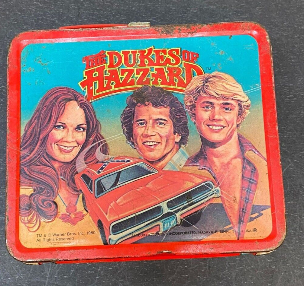 Vintage Dukes Of Hazzard Metal Lunch Box 1980's Aladdin With Thermos