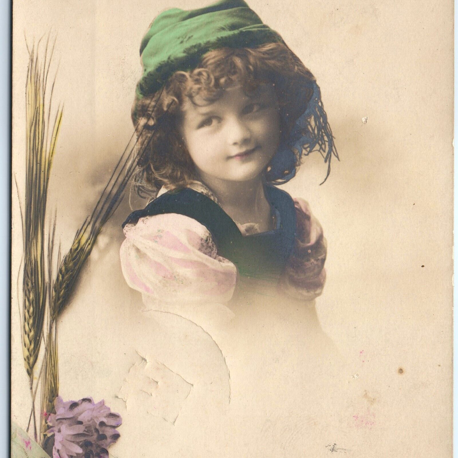 c1910s Beautiful Little Girl RPPC Hand Colored Germany Cute Photo Postcard A96