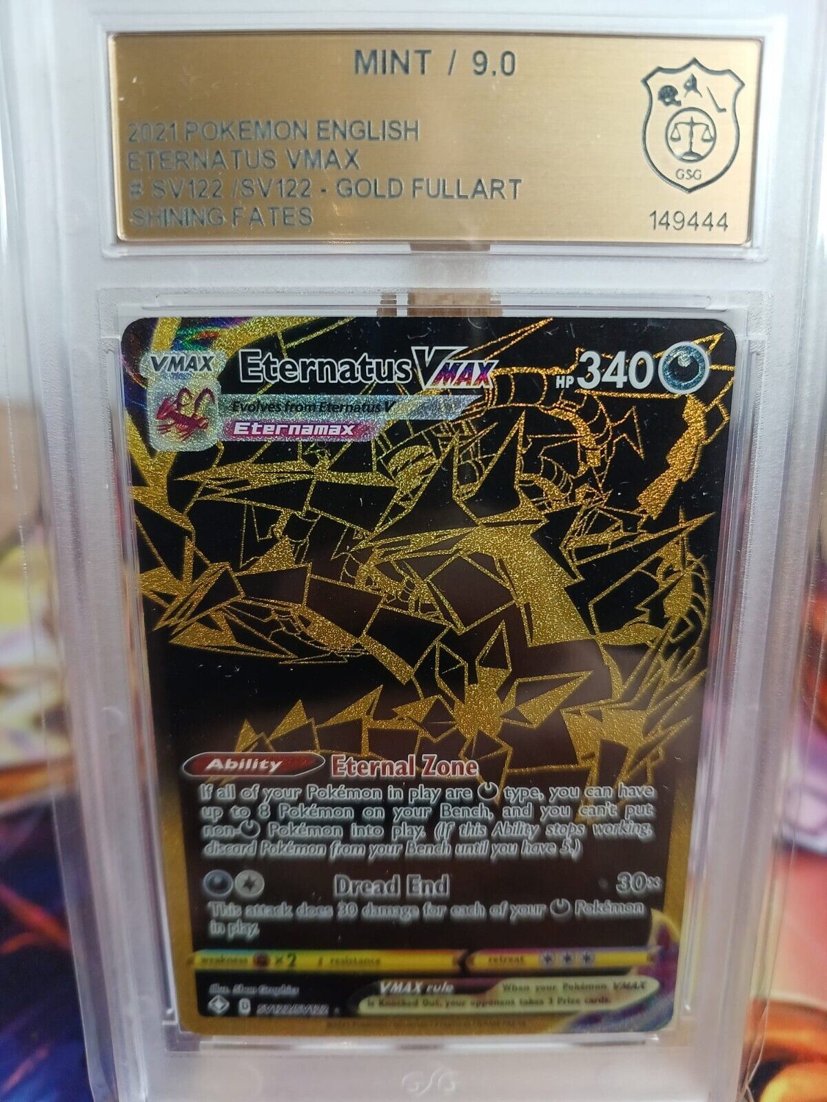 Eternatus VMAX Gold SV122/SV122 EN Mint Pokemon GSG Graded 9