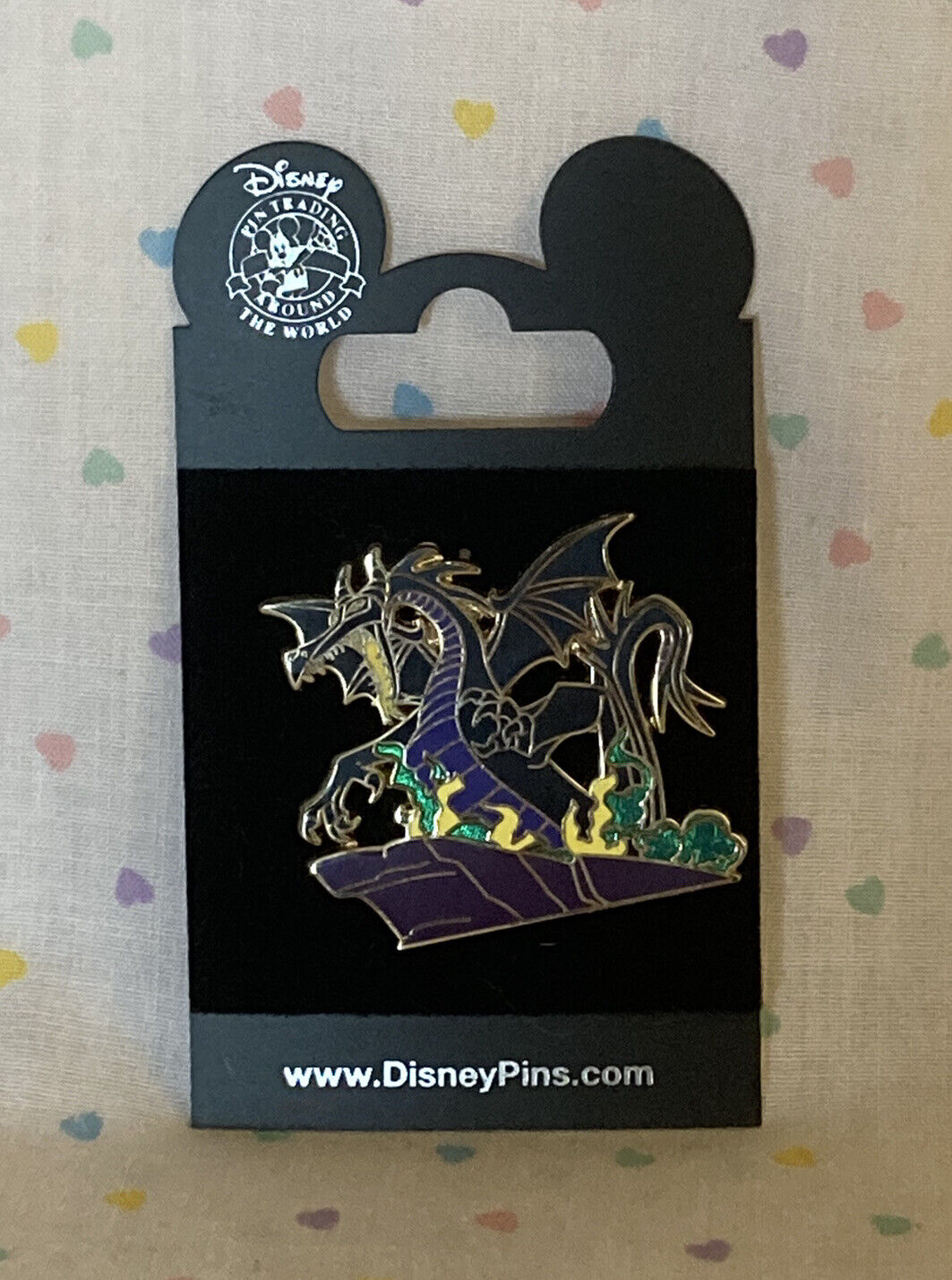 Disney Pin Trading Sleeping Beauty Villain Maleficent Dragon on Cliff Fire