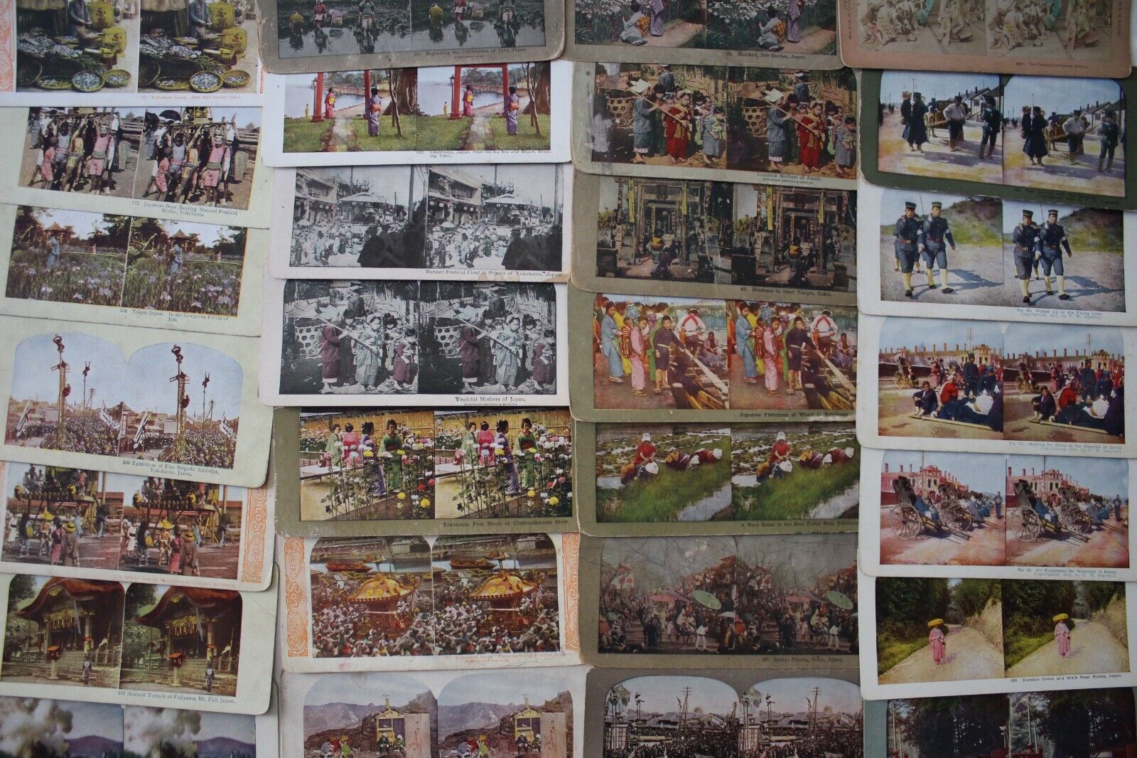 Lot of 28 Antique Japan Stereoscope Stereoview Cards Early 1900s Views Culture