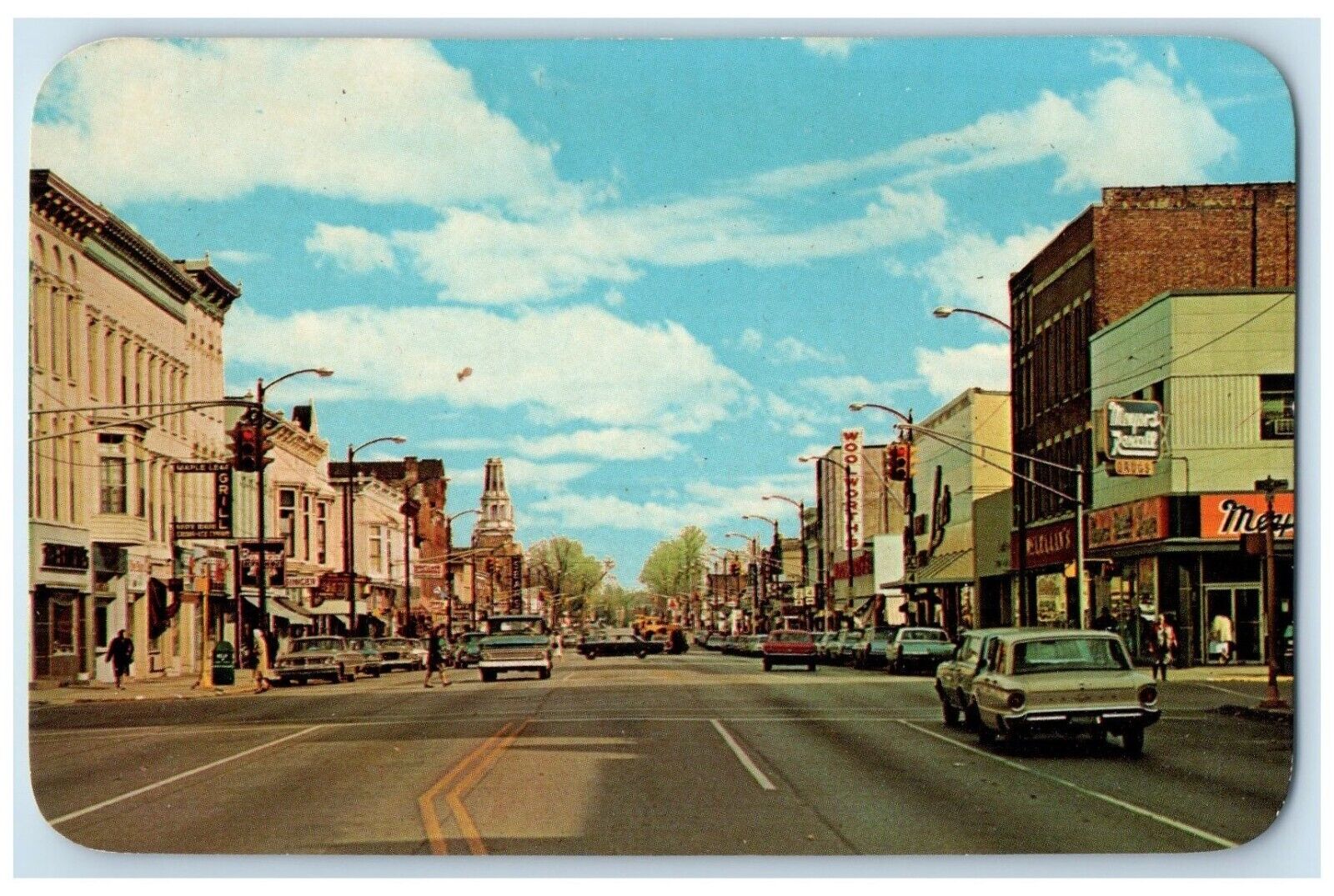 c1960 La Porte Looking East Lincolnway Downtown Street La Porte Indiana Postcard