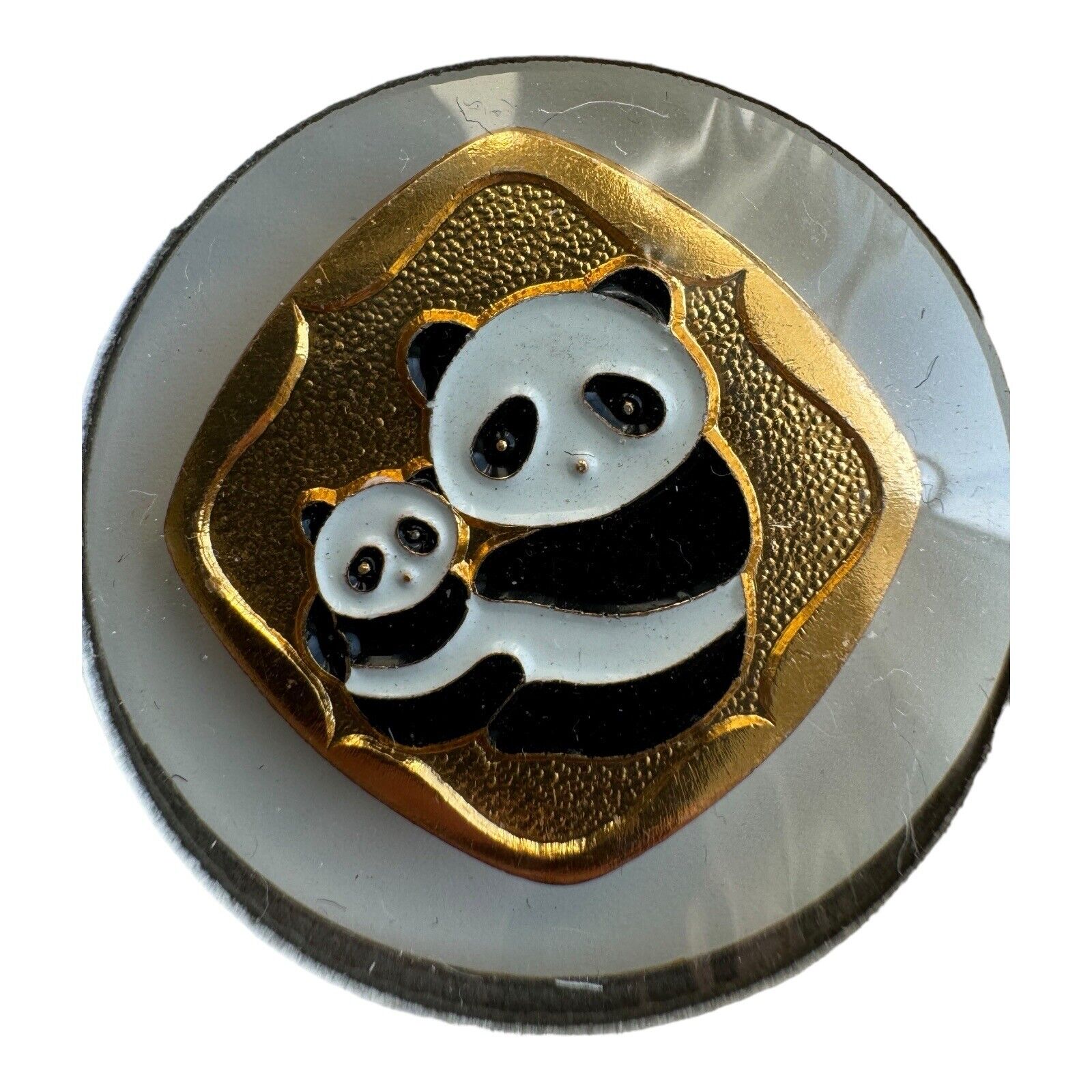 Vintage 1970s-1980s Chinese Exhibition Panda Pin Collectible Enamel Lapel Pin 1”