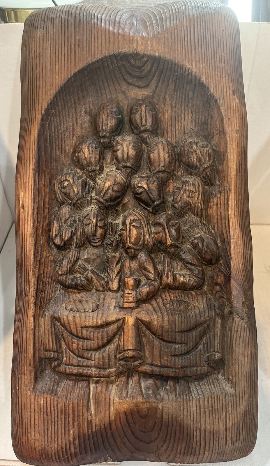 Last Supper 3D Hand Carved Wooden Sculpture Wall Plaque Art Work Religious