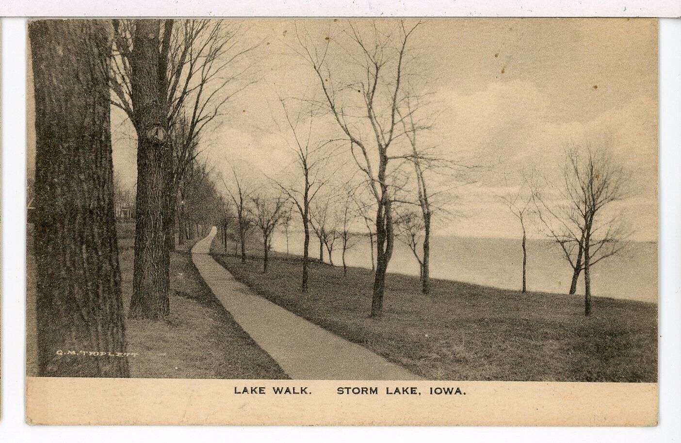 Lake Walk along Storm Lake 1907 - 1915 Storm Lake Iowa Postcard